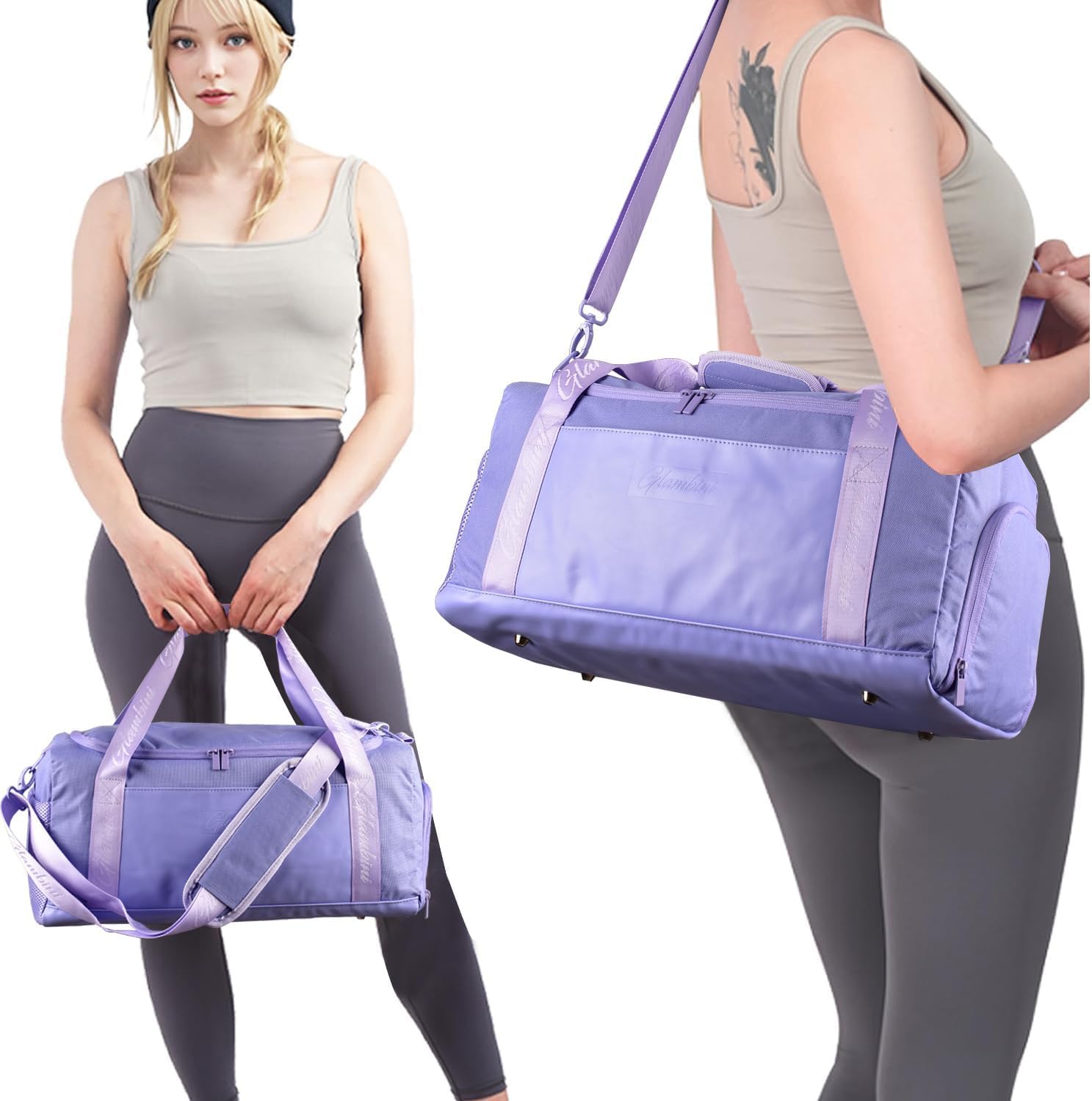 24L Waterproof & Tear-Resistant Duffle Bag with Shoes Compartment - Overnight Weekender Travel Gym Bag for Women & Girls - Perfect for Sports, Gym, Travel & Weekend Getaways
