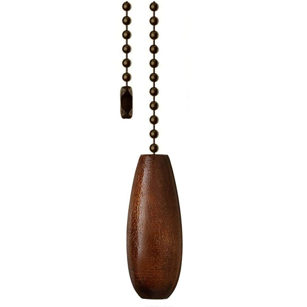 12 Inch Walnut Wood Ceiling Fan Pull Chain Extension - Decorative Fan Chain Extender with Ball Connector for Ceiling Fan Light Replacement (1PCS) - Perfect for Home, Bedroom, Living Room & Office Lighting Upgrade