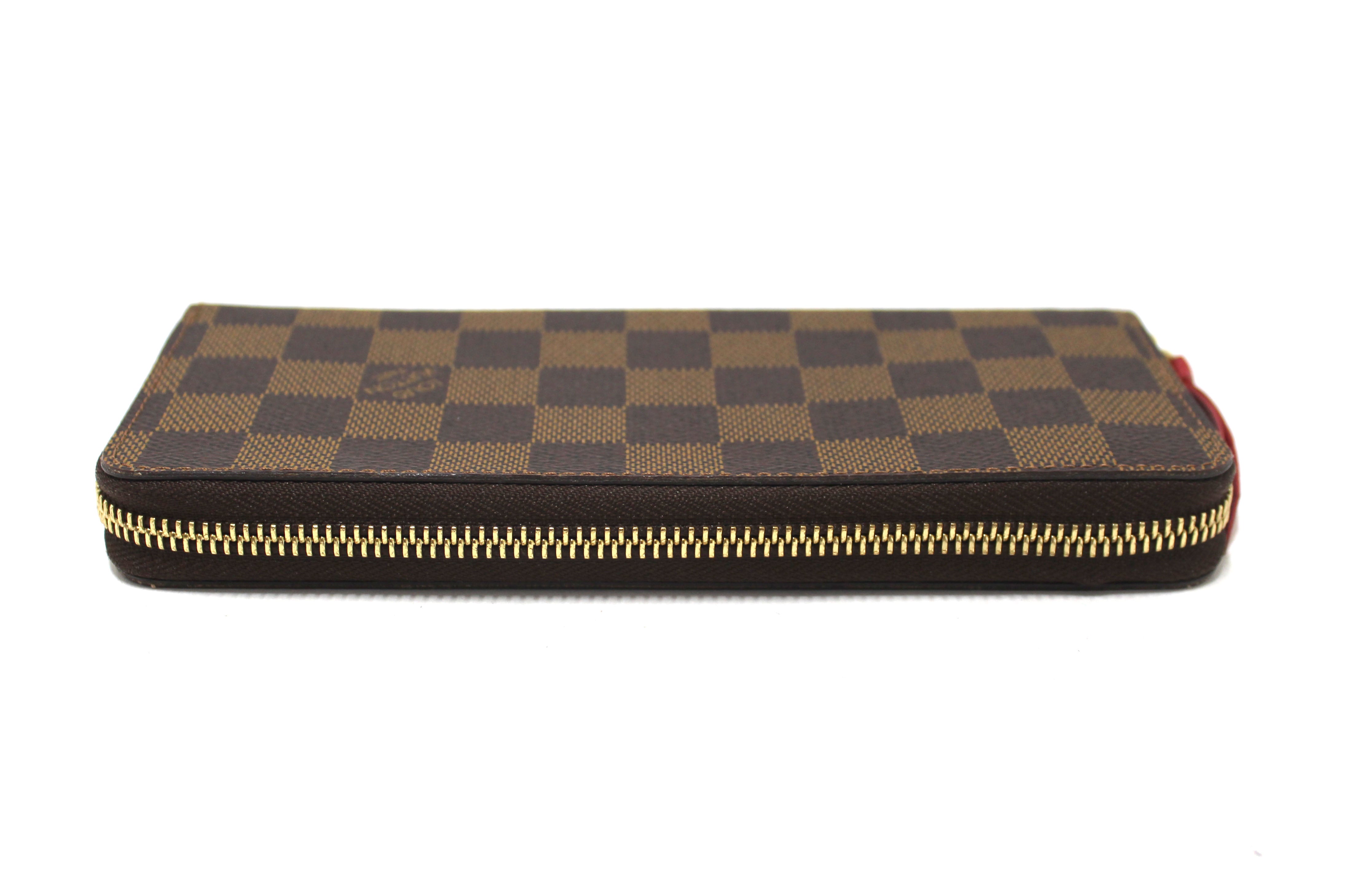 Authentic Louis Vuitton Damier Ebene Canvas Clemence Zippy Wallet for Women - Luxury Designer Compact Zip Around Wallet for Everyday Use & Travel Accessories