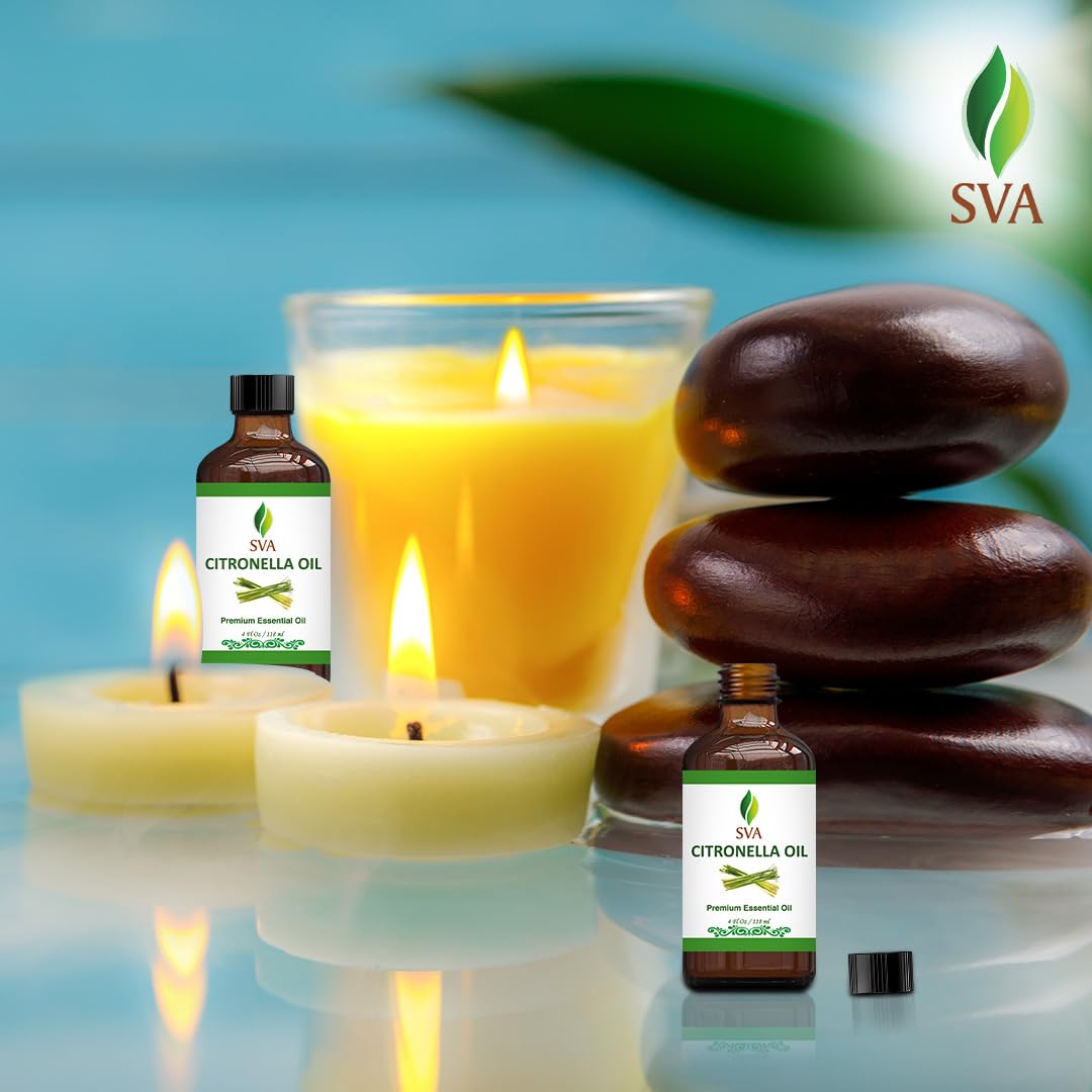 100% Pure Natural Citronella Essential Oil - 4 Fl Oz with Dropper - for Aromatherapy, Skin & Hair Care, Massage, Soap & Candle Making - Perfect for Diffusers, Spa, Home Relaxation & Outdoor Protection