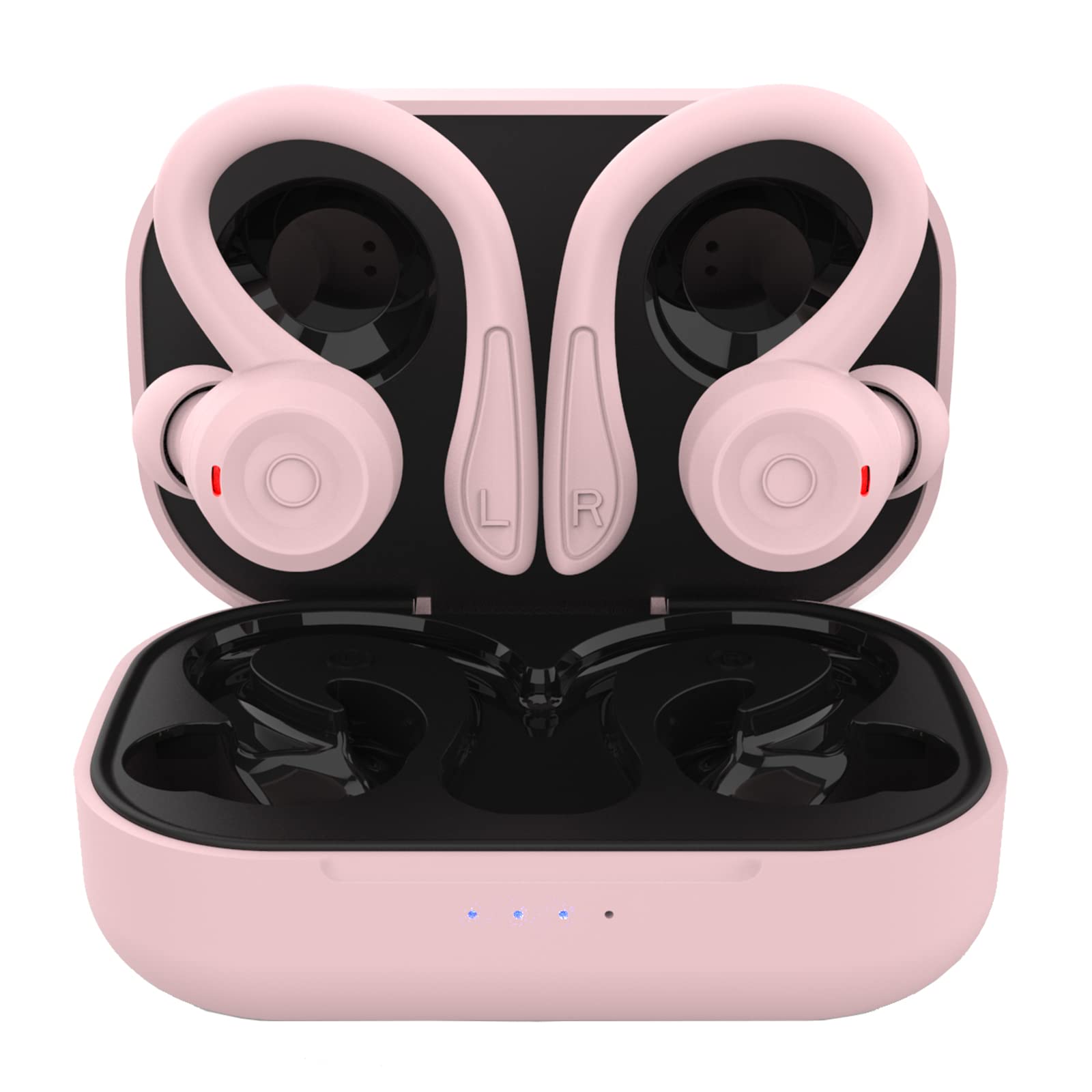 Pink Over-Ear Wireless Bluetooth Earbuds with Ear Hooks - Sweatproof & Noise Cancelling Headphones for Running, Gym, Workout - Small In-Ear Headset Compatible with Android Phones (Perfect for Sports, Commuting & Outdoor Activities)