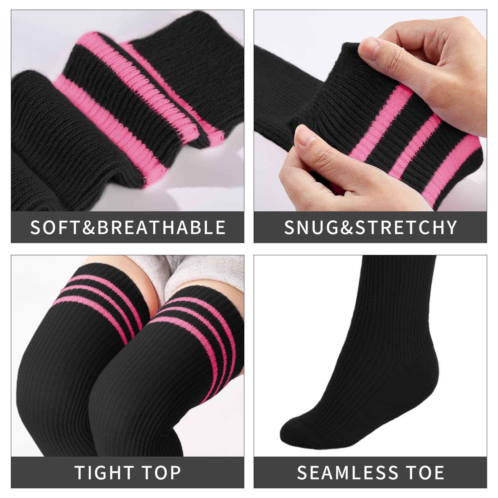 Abodhu Women's Thigh High Socks - Striped Over Knee Stockings for Women | Warm Knit Long Socks for Cosplay, Casual Wear & Winter Outfits