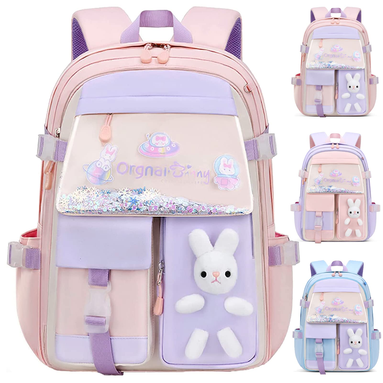 Bad Bunny Backpack for Girls - Large Capacity Waterproof School Bookbag (Small, Pink) - Perfect for School, Travel & Everyday Use