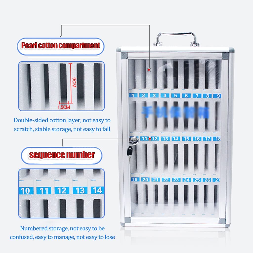 Portable Aluminum Alloy Wall-Mounted Phone Storage Cabinet with Lock - Silver 12