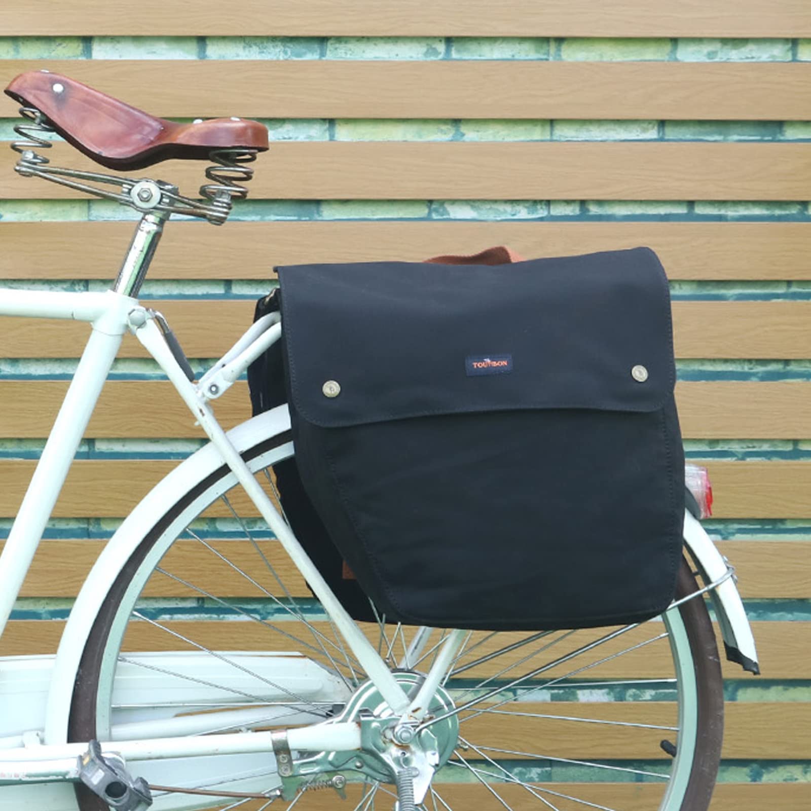 TOURBON Waterproof Bicycle Pannier Bag - Dual Side Rear Rack Saddle Bag with Tool Storage (Black) - Perfect for Commuting, Touring & Outdoor Cycling Adventures