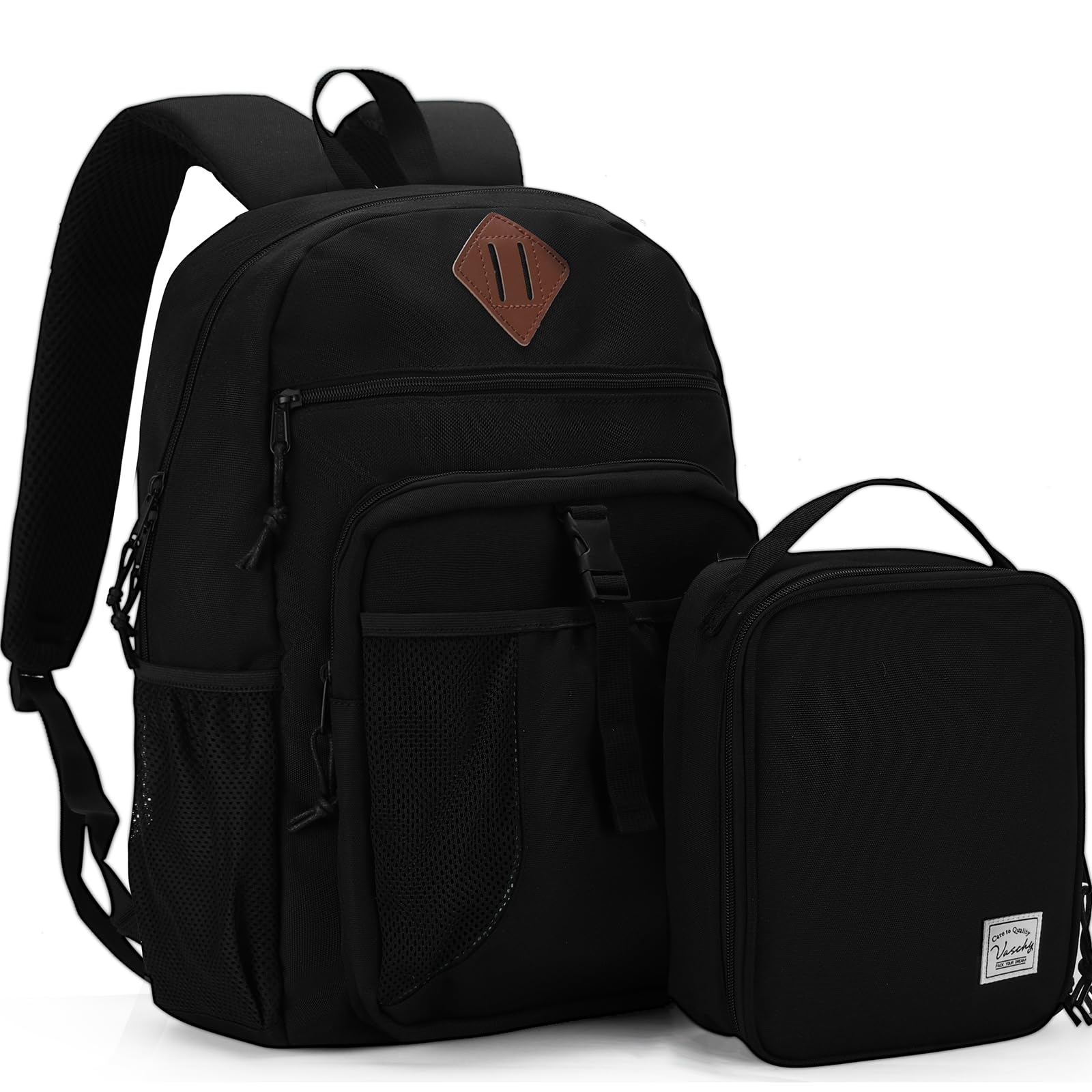 VASCHY Kids Backpack with Insulated Lunch Box Set - School Bookbag for Toddlers, Preschool, Daycare, Kindergarten & Elementary Students | Black | Perfect for School, Travel & Outdoor Activities