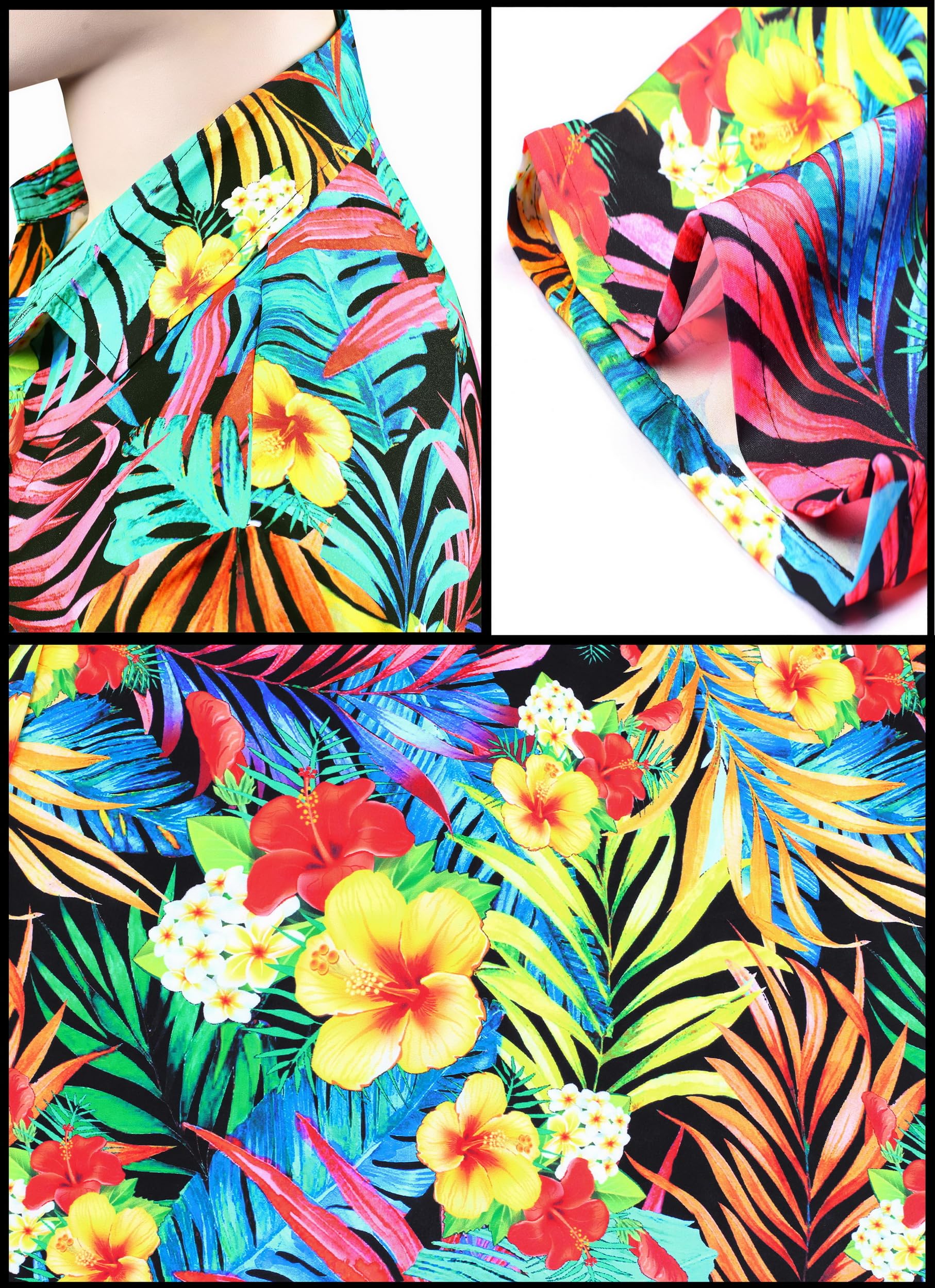 Happy Bay Women's Short Sleeve Hawaiian Shirt - Floral Print Vacation Blouse for Beach, Summer & Tropical Party Wear
