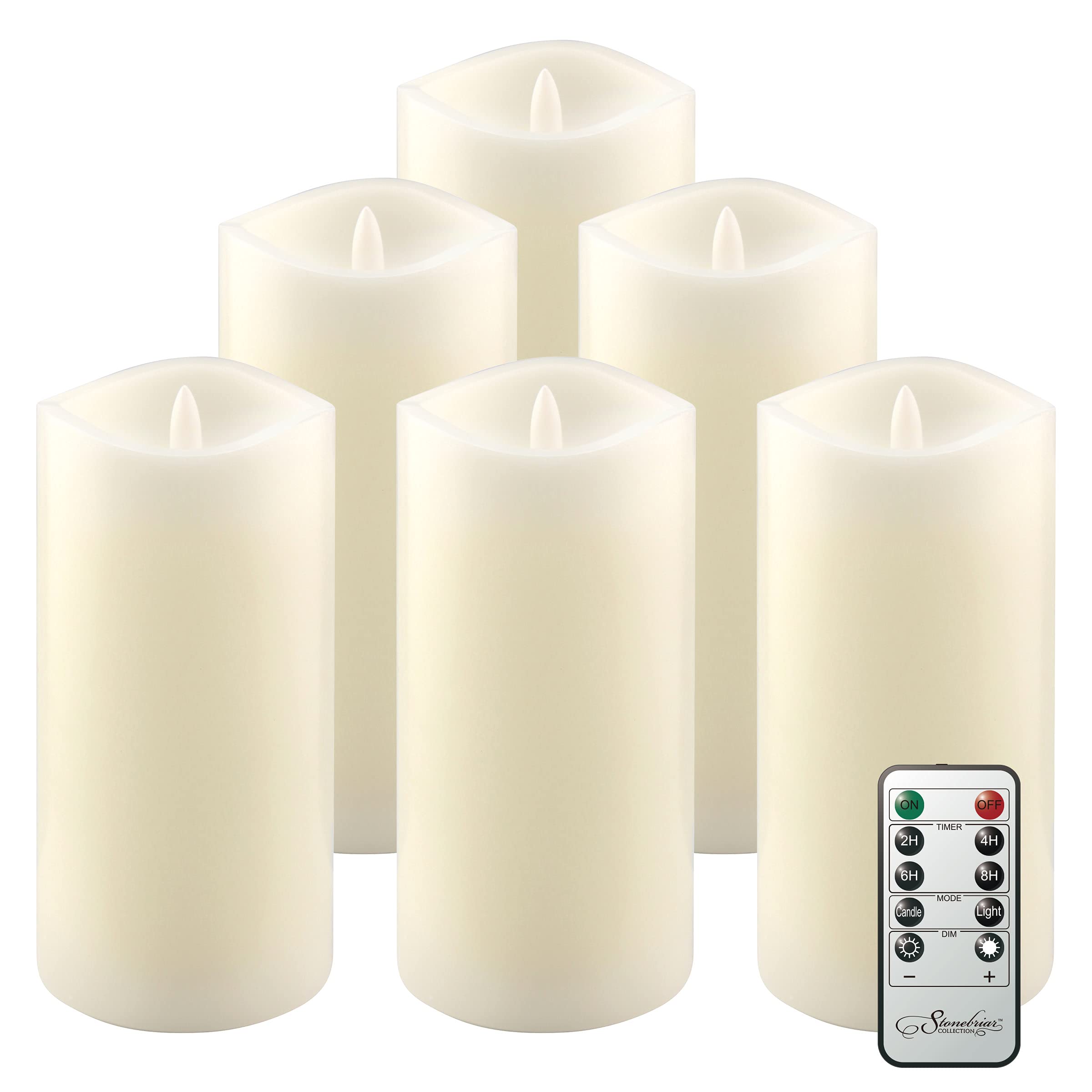 6-Pack Ivory Real Wax Flameless LED Pillar Candles - 3x6 Inches with Remote & Timer for Home Decor, Wedding Centerpieces, and Romantic Ambiance