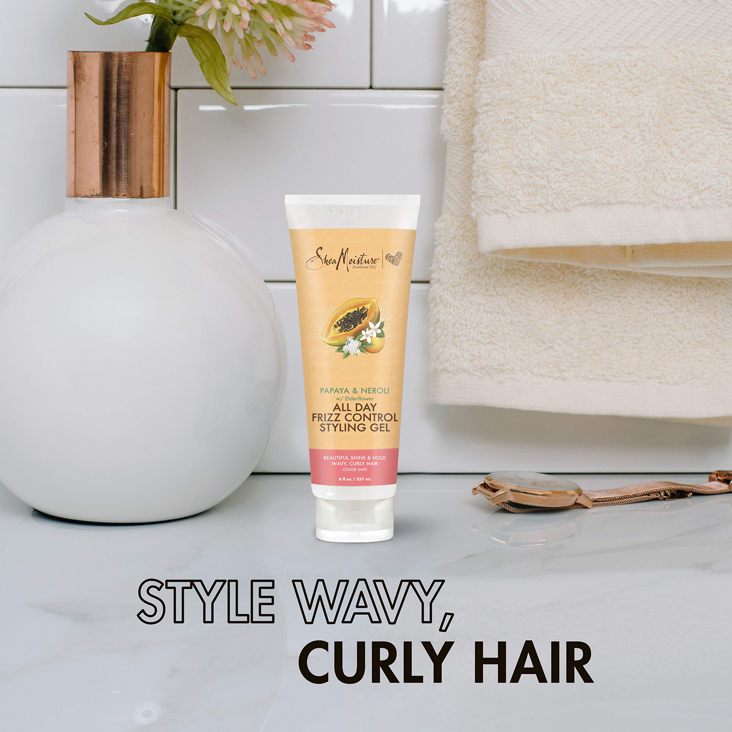 SheaMoisture Frizz Control Styling Gel for Curly Hair - Alcohol Free Hair Gel with Papaya & Neroli Extract, 8 oz | Hydrating & Defining Curls for Natural Hair Care | Perfect for Daily Styling & Taming Frizz