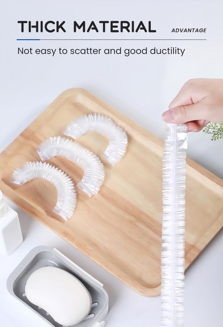 100 Pcs Disposable Shower Caps - Waterproof Hair Covers for Spa, Hair Dye, Kitchen & Hotel Use - Oil-Proof Free Size Shower Caps for Women & Men - Perfect for Salon, Swimming, Cooking and Travel