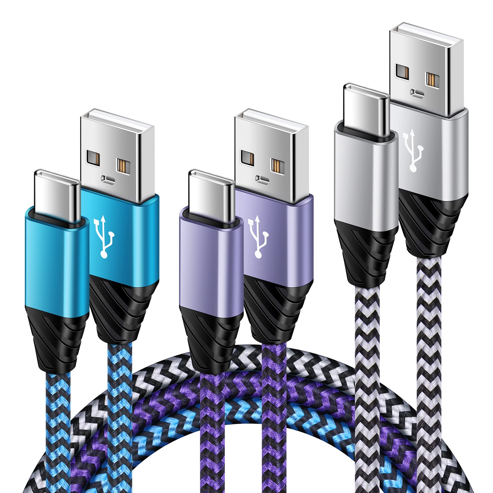 Samsung USB C Fast Charger Cable 3FT+3FT+6FT - Type C Charging Cord Compatible with Samsung Galaxy S25 Plus/S24 Ultra/S23FE/S22/S21/S20/A13/A14/A15 5G/A22/A33/A34/A35/A54/A55 & iPhone 16/15 - Fast Charging for Home, Office & Travel