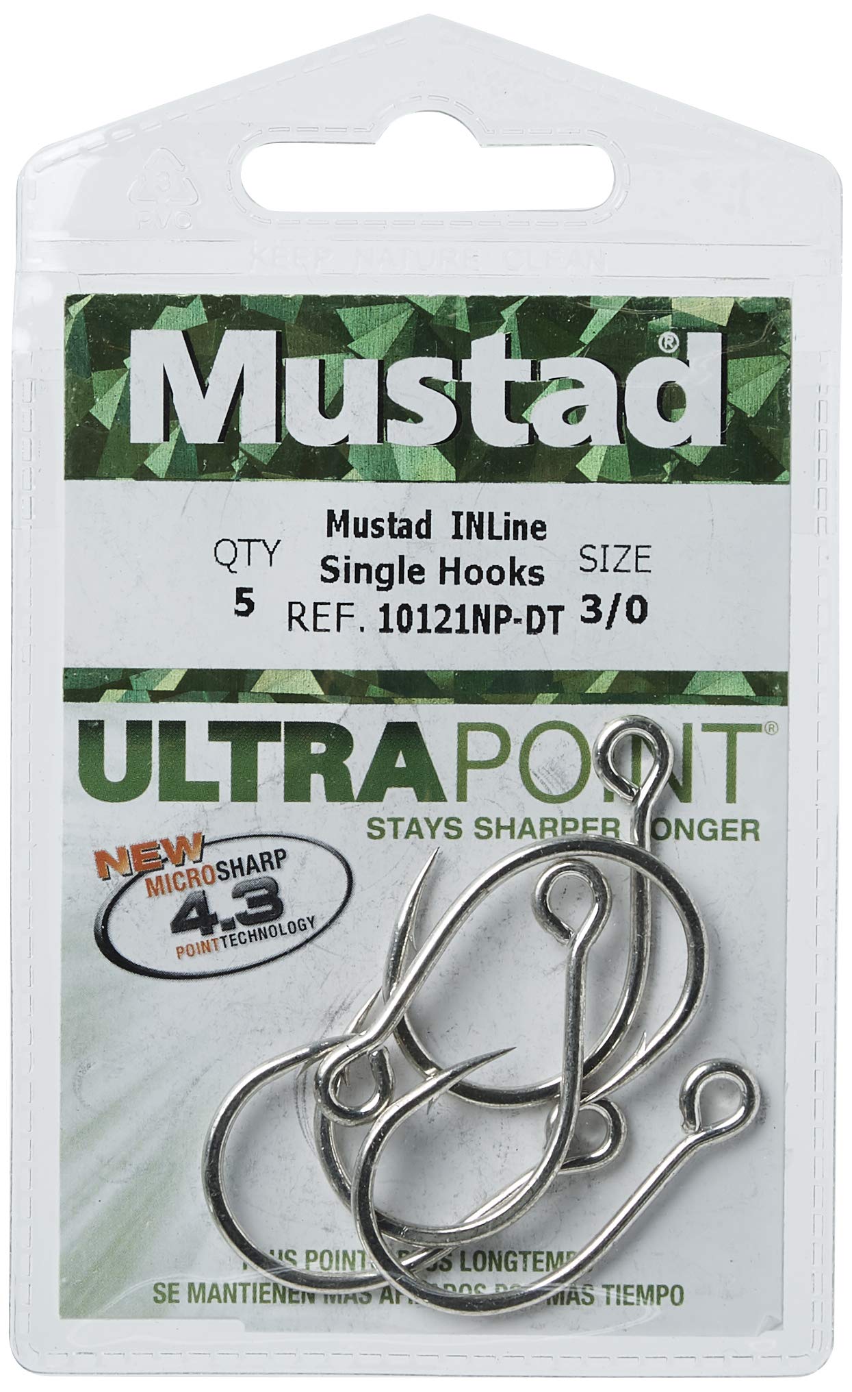 3/0 Strong Wide Round Bend Eyed Fishing Hook - Saltwater & Freshwater Fishing for Bass, Trout, and Catfish