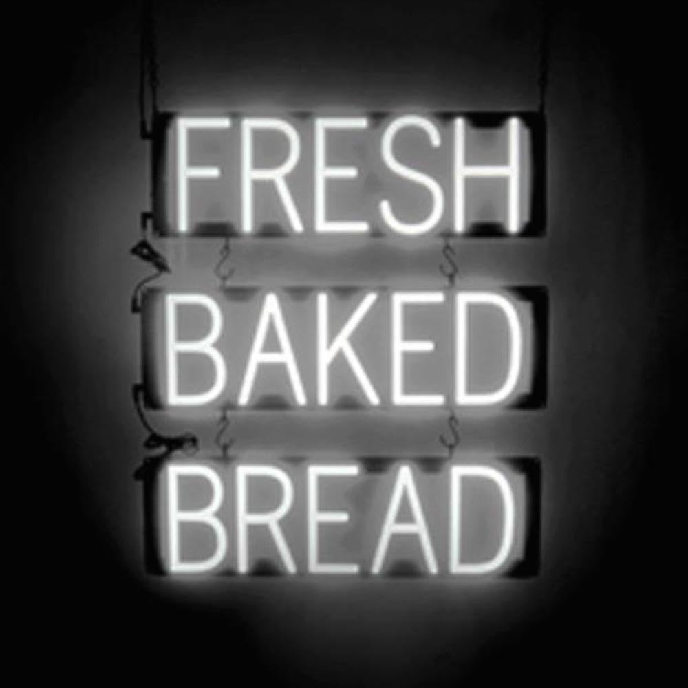 SpellBrite Fresh Baked Bread LED Neon Sign - 20.5x23.8 Inch White Light Bakery Decor for Shop Window, Cafe & Restaurant Display - Perfect for Business Branding & Retro Interior Design