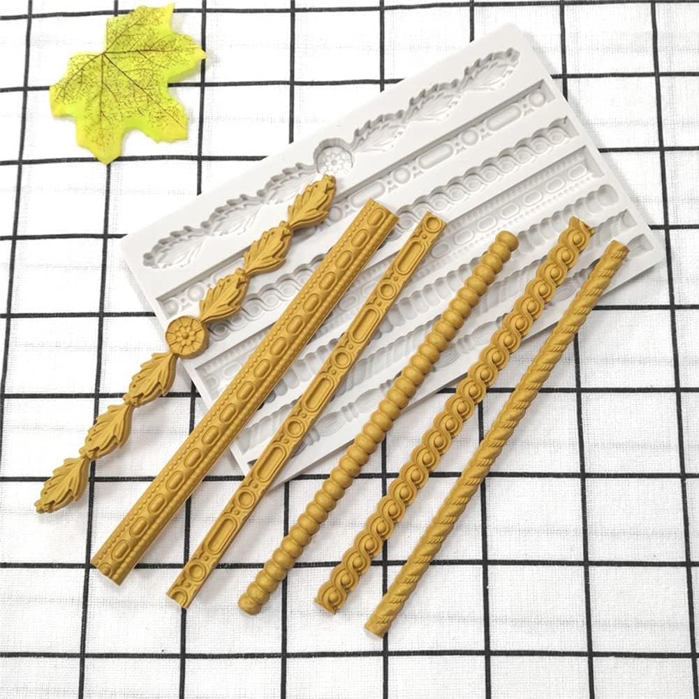 6 Cavity Rope Strip Silicone Mold for Cake Decorating - Fondant, Chocolate, Gumpaste, Polymer Clay - Perfect for Cake Borders, Pearl Shell Designs & Fried Dough Twists - Ideal for Home Baking, Wedding Cakes & DIY Sugar Crafts