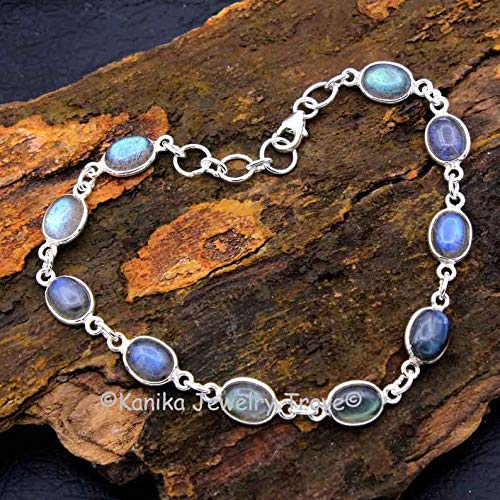 Labradorite Gemstone Bracelet for Women - 925 Sterling Silver Healing Crystal Jewelry - Elegant Gift for Her, Birthday, Anniversary & Spiritual Wellness