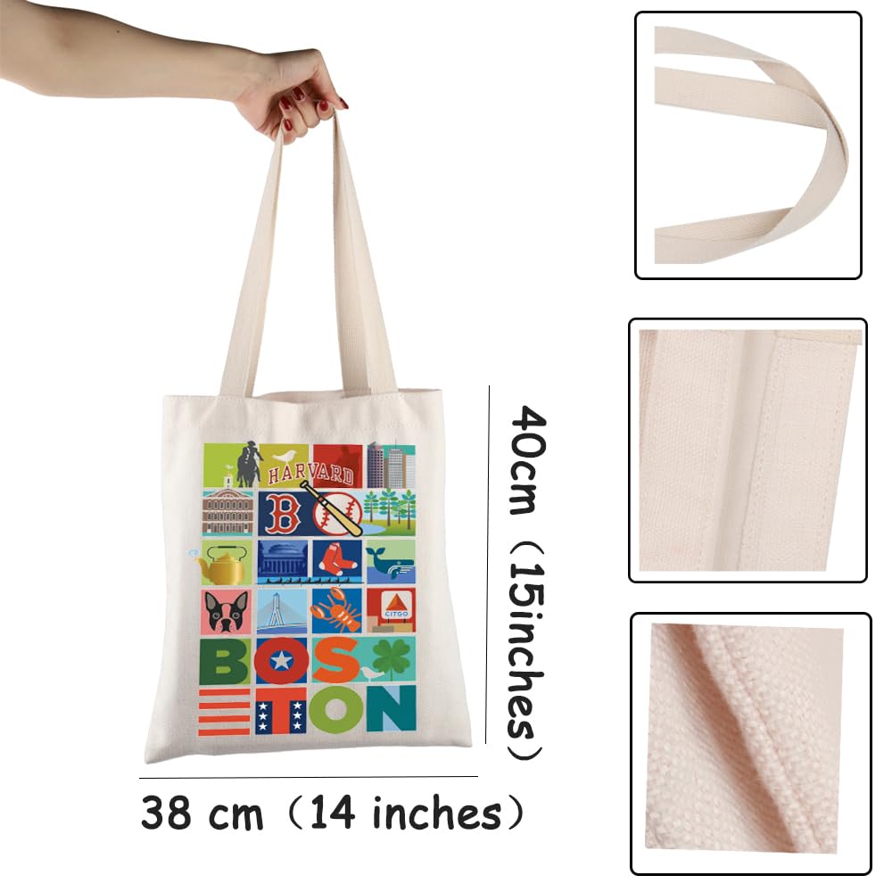 UJIMS Boston City Canvas Tote Bag - Durable & Stylish Boston Travel Souvenir Gift for Women & Men - Perfect for Shopping, Beach, Work & Daily Use - Boston Themed Gifts & Vacation Merchandise