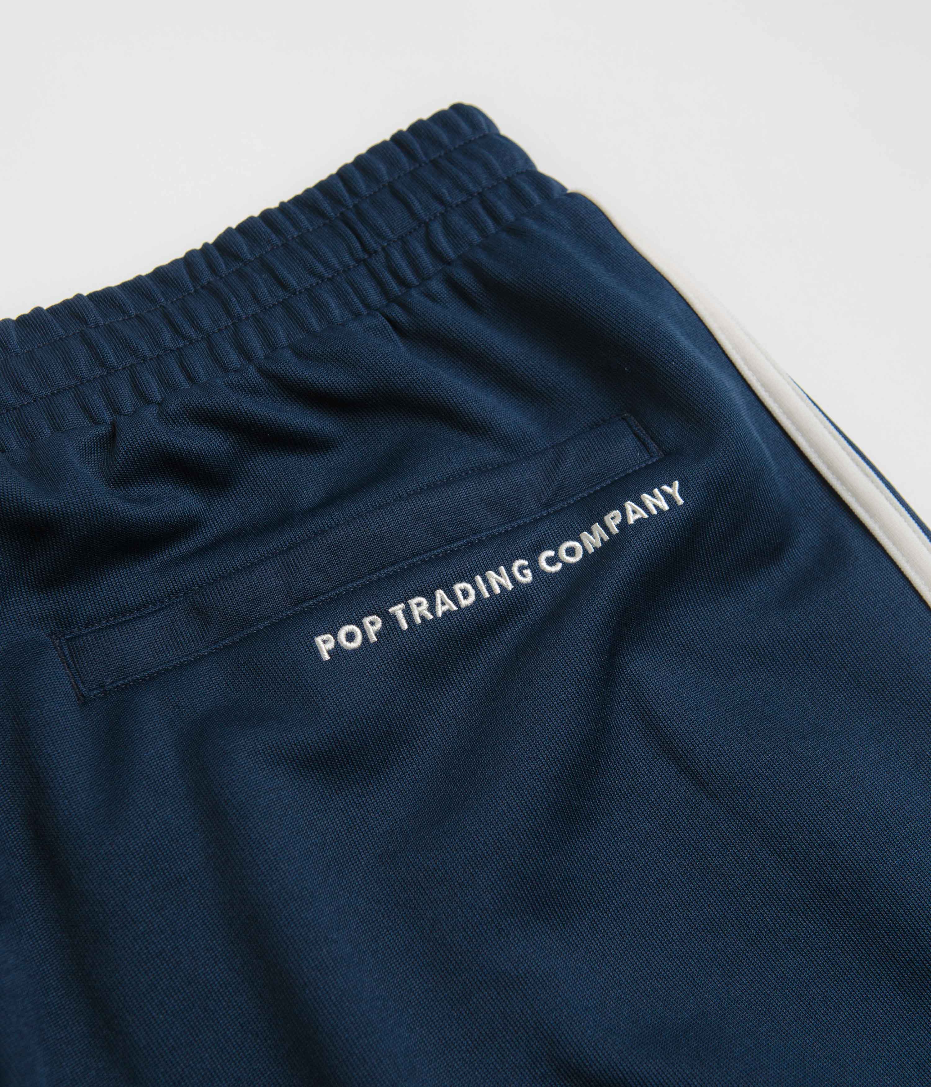 Adidas x Pop Trading Company Beckenbauer Track Pants - Collegiate Navy & White | Men's Athletic Joggers for Running, Gym & Casual Wear
