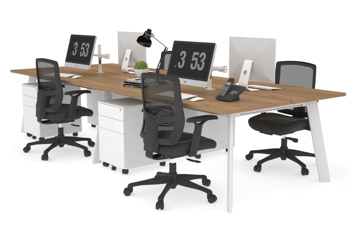 4-Person Workstation with White Frame - 1800L x 700W Office Desk for Collaborative Workspaces | Perfect for Team Projects, Coworking Spaces & Open Office Layouts
