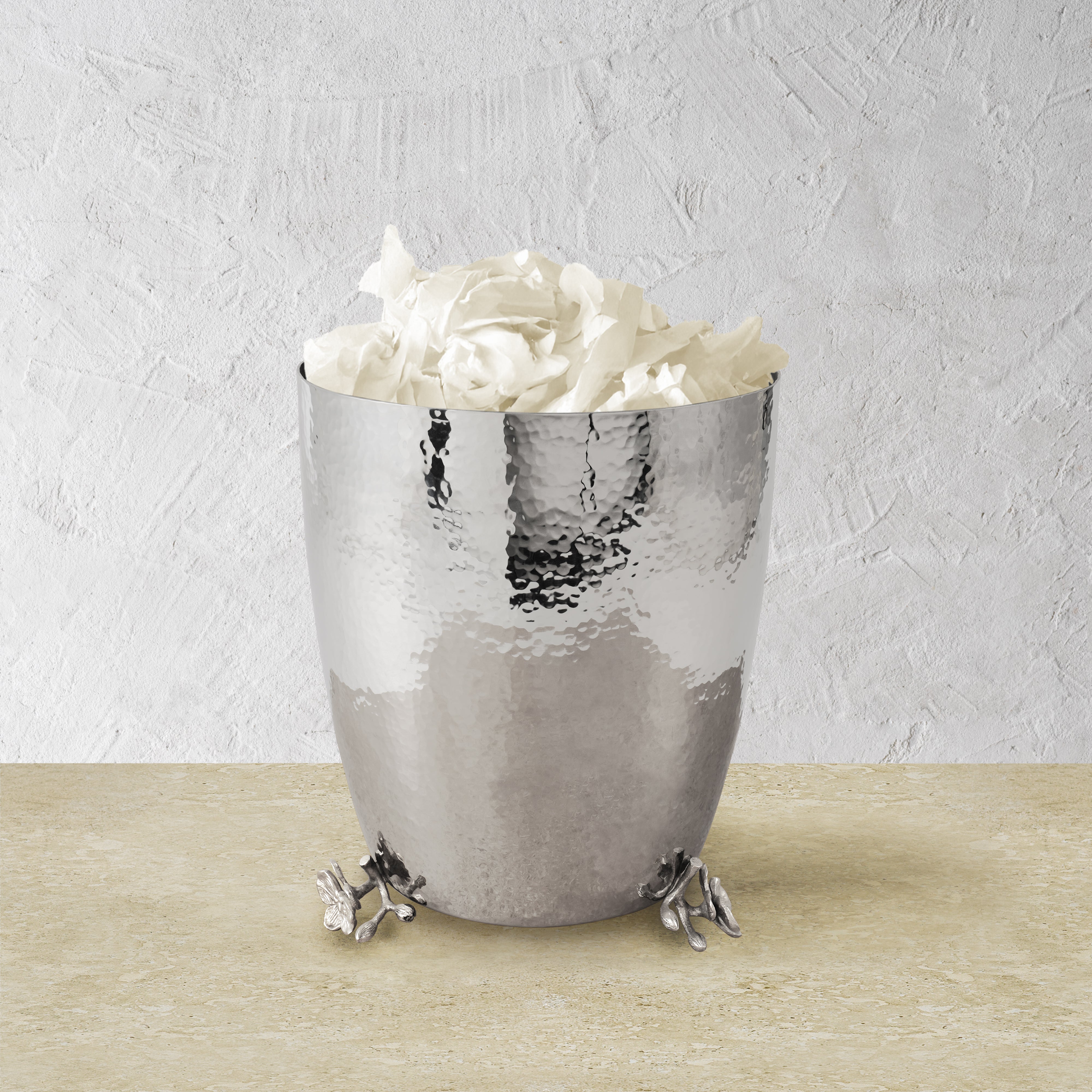 White Orchid Waste Basket - Elegant Trash Can for Home, Office & Bathroom | Small Garbage Bin with Lid | Perfect for Bedroom, Kitchen & Dorm Room
