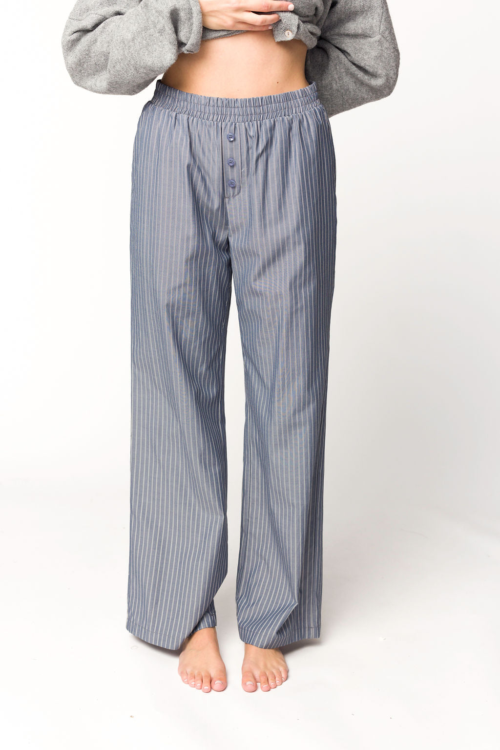 Michelle Striped Pajama Pants for Women - Soft Sleepwear Lounge Pants in Midnight Blue - Perfect for Relaxing at Home, Lounging & Sleepwear