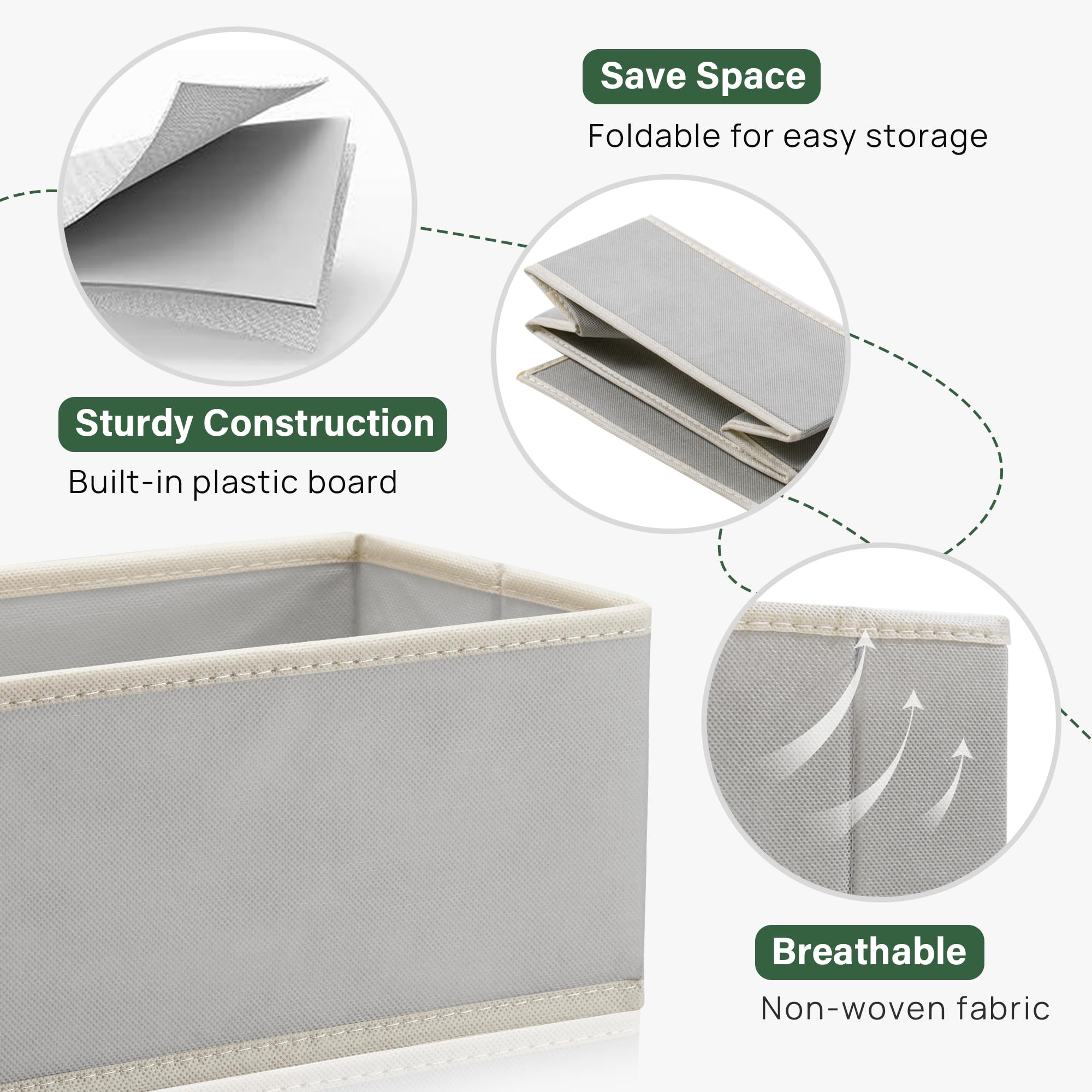 Kootek 8-Pack Foldable Fabric Drawer Organizers for Clothes, Underwear, Bras, Socks - Perfect for Dresser, Closet, Nursery & Baby Clothing Storage | Space-Saving Home Organization Solution