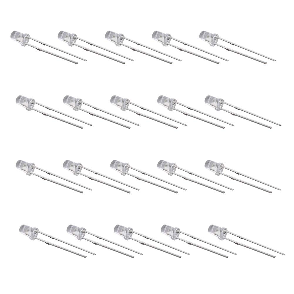 Othmro 20pcs 3mm White LED Diodes Bulbs - Ultra Bright Low Voltage LED Lights for DIY Electronics, Christmas Decorations, Circuit Projects, and Home Lighting