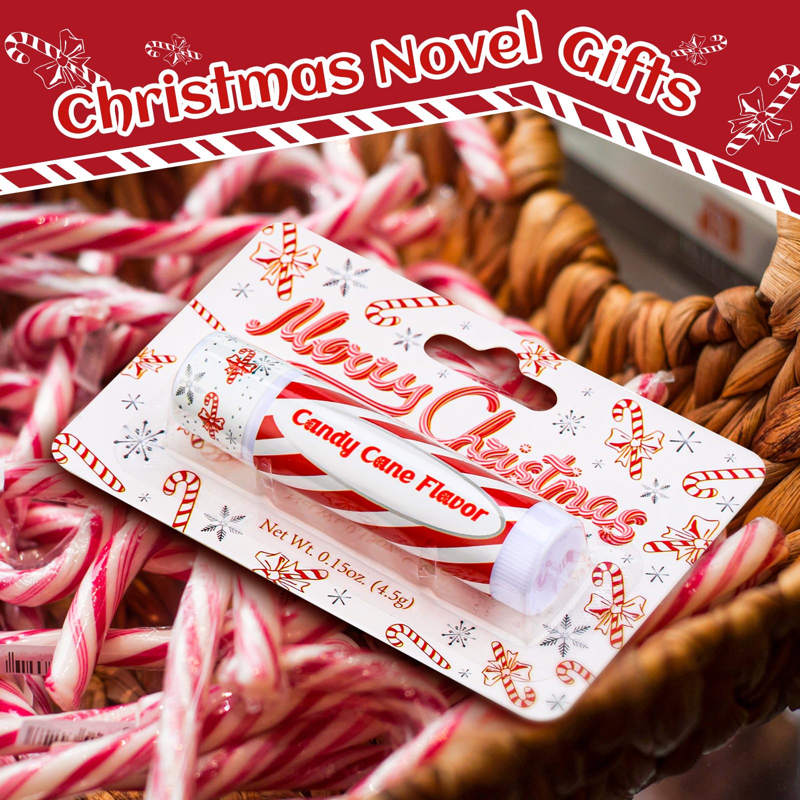 30 Pack Christmas Candy Cane Peppermint Lip Balms - Bulk Holiday Peppermint Flavor Scented Lip Care - Perfect for Christmas Party Favors, Stocking Stuffers, Gifts for Women, Men, Employees & Coworkers - Great for Office Parties, Holiday Events & Charity Donations