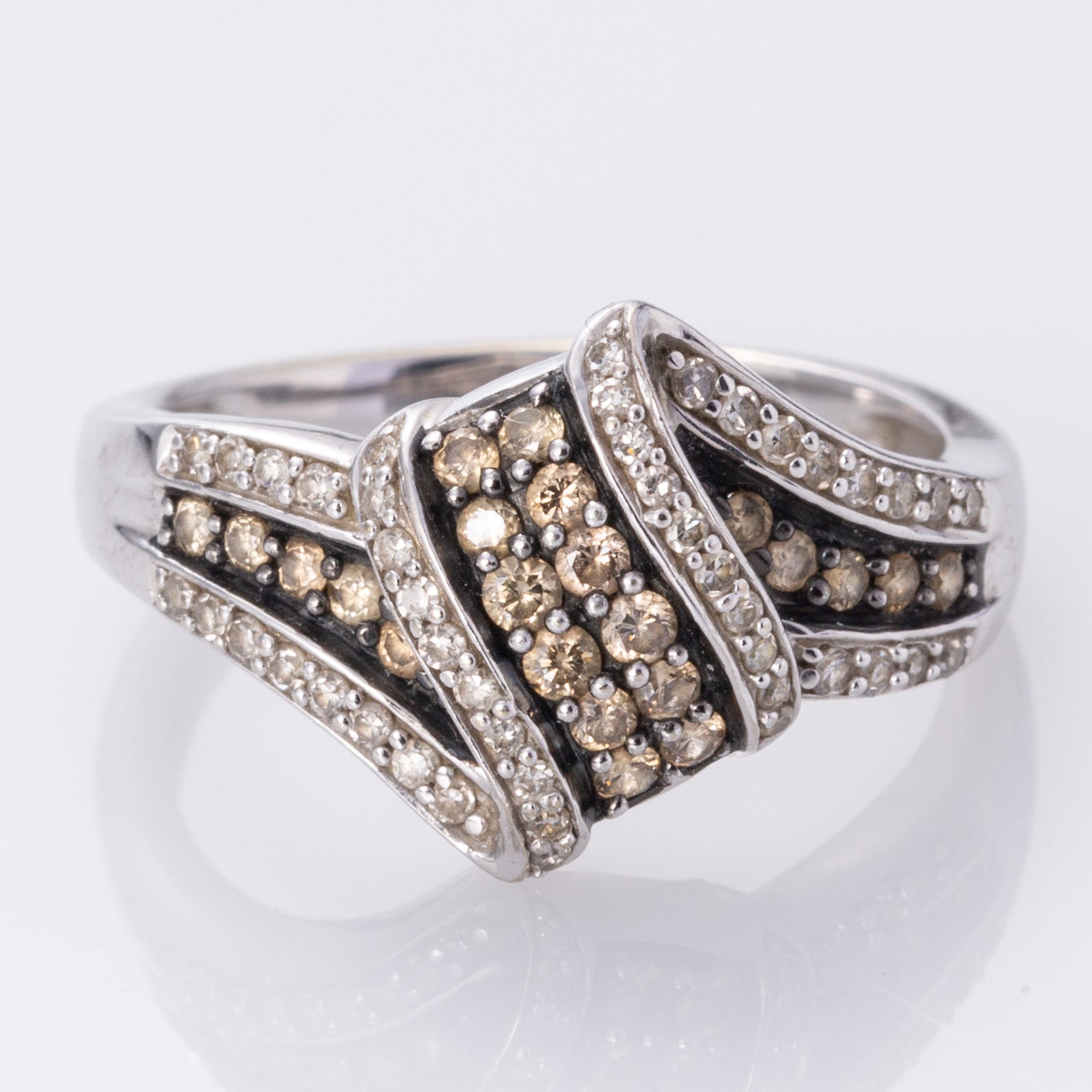 10K White Gold Diamond Cocktail Ring for Women | 0.58ctw Round Cut Diamond Ring | Size 7 | Elegant Party Jewelry for Evening Events & Special Occasions