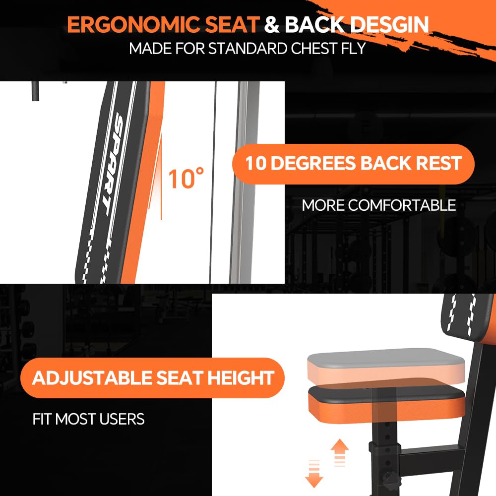 SPART Adjustable Plate Loaded PEC Fly & Reverse Delt Machine - Upper Body Strength Trainer for Chest, Back, Shoulder & Pectoral Workouts with Band Pegs - Perfect for Home Gym & Personal Fitness Training