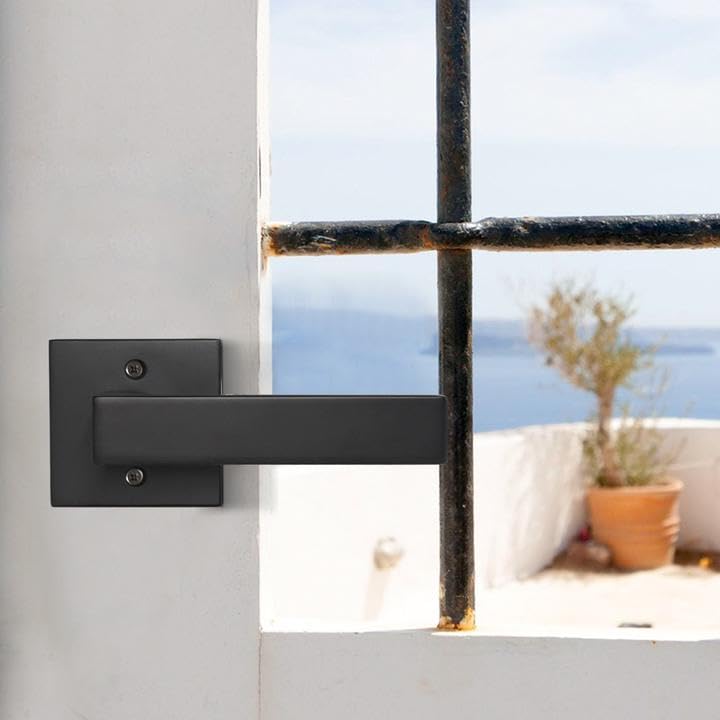 Probrico Matte Black French Door Levers - Heavy Duty Square Half-Dummy Handles, Non-Turning Stainless Steel Hardware (5 Pack) - Perfect for Closet, Balcony, Pantry & Interior Doors