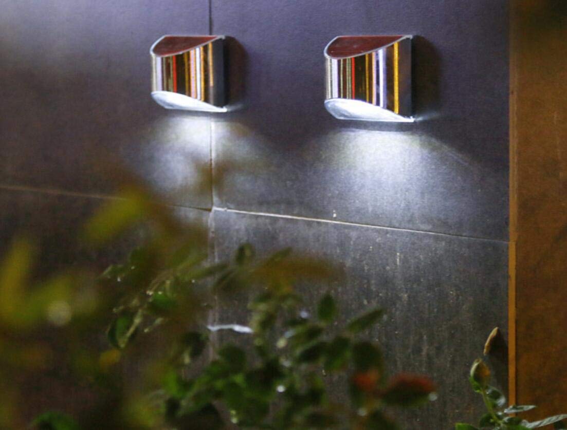 Solar Powered Outdoor Wall Lights - 4 Pack Stainless Steel LED Solar Fence Lights for Deck, Garden, Yard, Patio, Staircase & Walkway | Weatherproof & Energy Efficient | Perfect for Pathway Lighting & Landscape Decoration