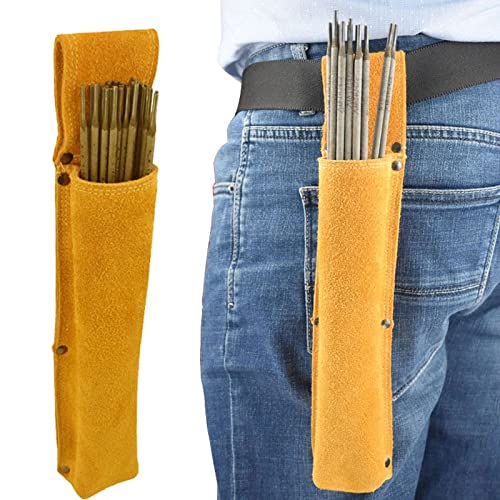Flame Retardant Welding Rod Storage Bag - Heavy Duty Cowhide Leather Electrode Holder Tool Pouch with Adjustable Waist Strap for Welders, Hiking & Outdoor Work Gear