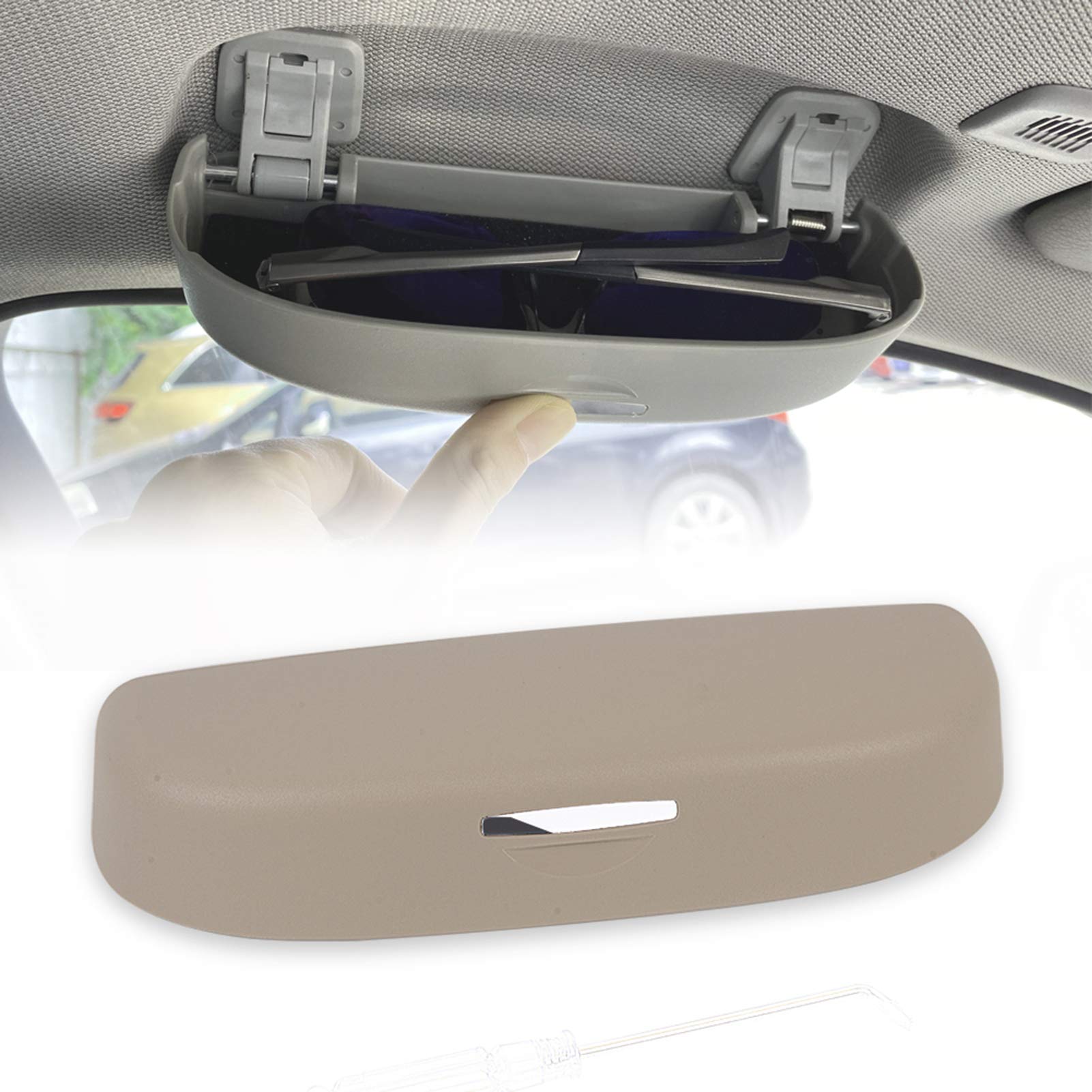 Runmade Sunglasses Holder - Black Storage Case Compatible with BMW 3/5/6/7/X3/X5/X7 Series - Fits Driver Side Overhead Grab Handle (E70 E90 F10 F15 F30 G30) - Perfect for Car Organization & Eyewear Protection While Driving