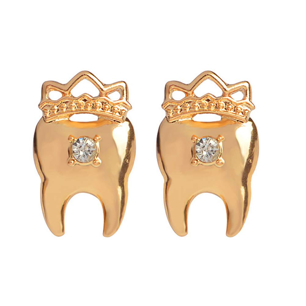 Crystal Dentist Tooth Earrings for Women & Girls - Chic Crown Studs Jewelry for Dental Professionals & Students | Perfect for Halloween, Costume Parties & Unique Gifts