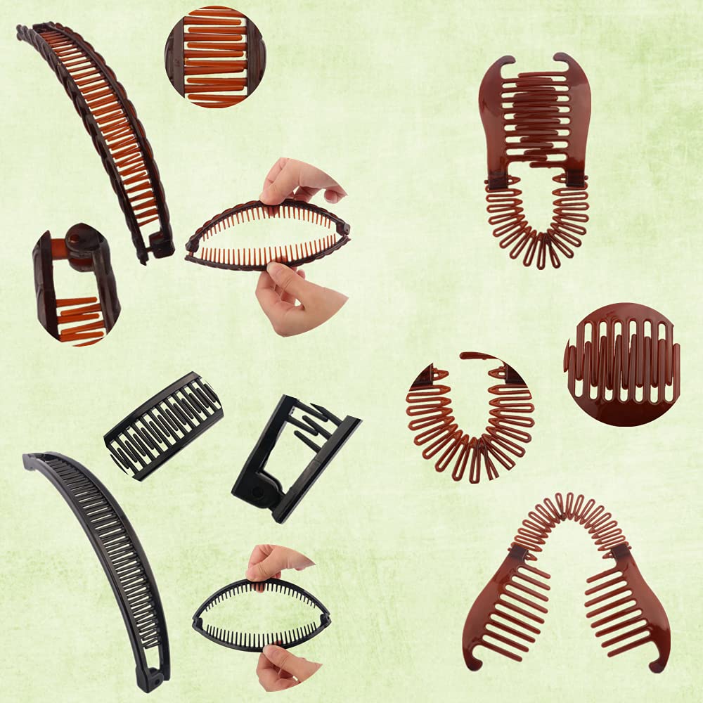 18 Pieces Large Double Comb Fishtail Banana Clips for Thick Hair and Ponytails - Classic Hair Clips for Women and Girls - Perfect for School, Work, Parties and Everyday Styling
