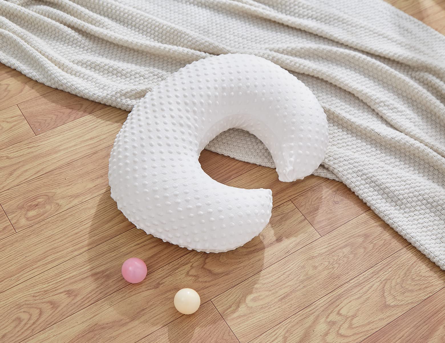 **Soft Minky Dots Nursing Pillow Cover - Plush, Breathable Breastfeeding Pillow Slipcover - Fits Most Nursing Pillows - Ultra Soft Baby Positioner for Boys & Girls (Bright White) - Perfect for Nursing, Bottle Feeding & Tummy Time**