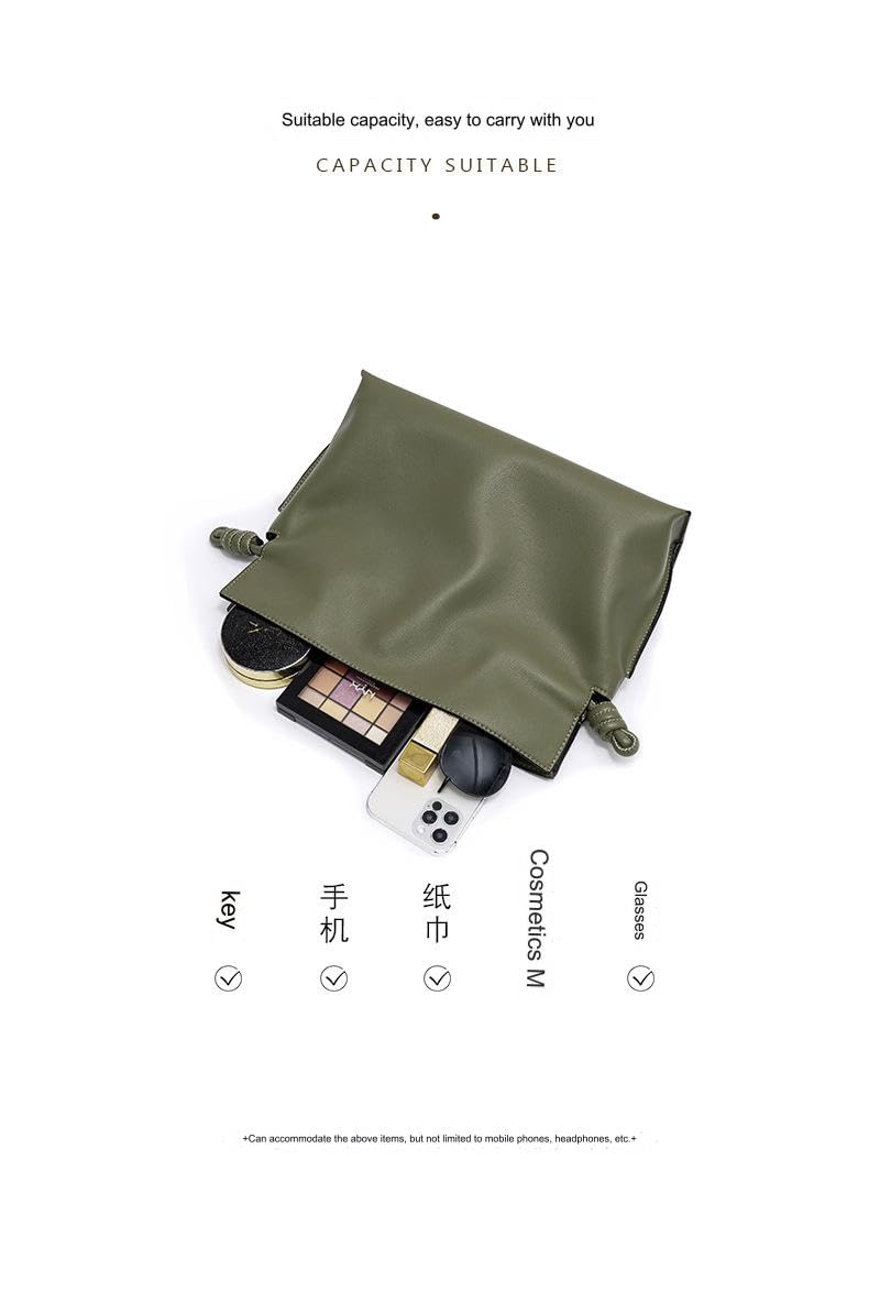 MOZEK Genuine Leather One-Shoulder Crossbody Bag - Korean Style Cloud Purse with Large Capacity | Perfect for Work, Travel & Daily Use (Lucky Bag Design)