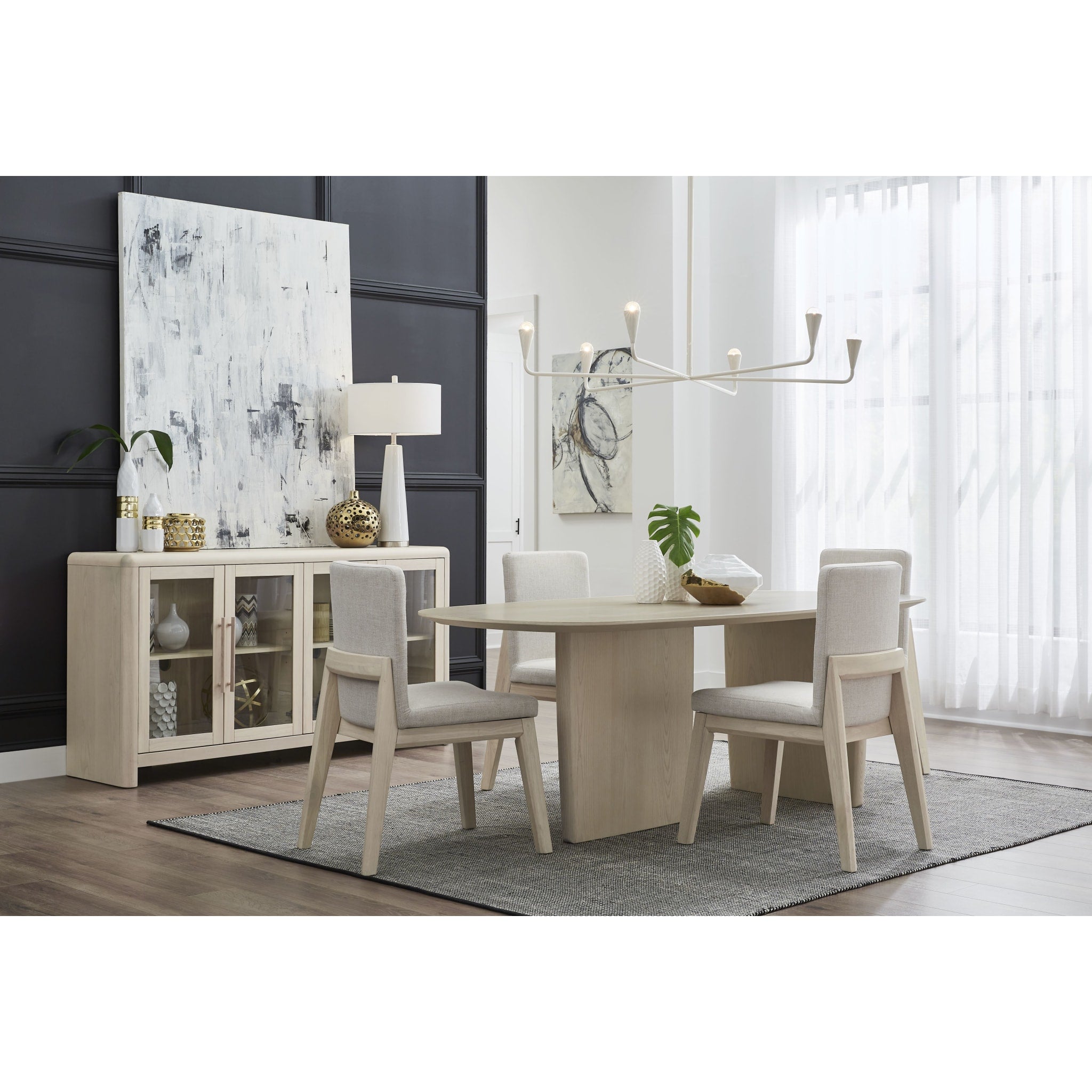 White Sand Liv Ash Wood Oval Dining Table - Modern Farmhouse Style for Kitchen, Dining Room & Open Concept Living Spaces