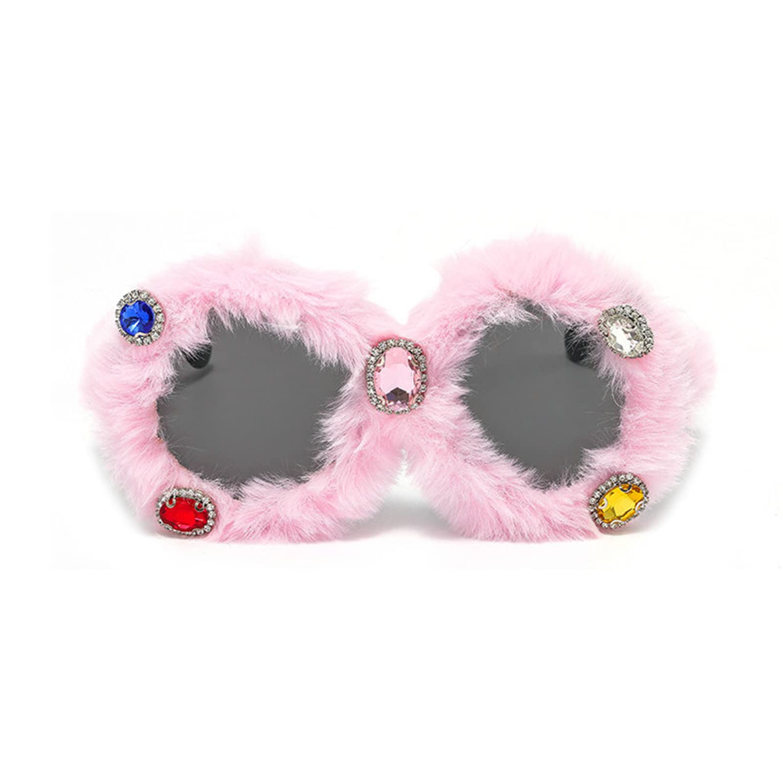 Trendy Punk Soft Fur Velvet Glasses for Women with Rhinestones | Handmade Fashion Sunglasses | Funny & Stylish Eyewear for Parties, Cosplay & Everyday Wear