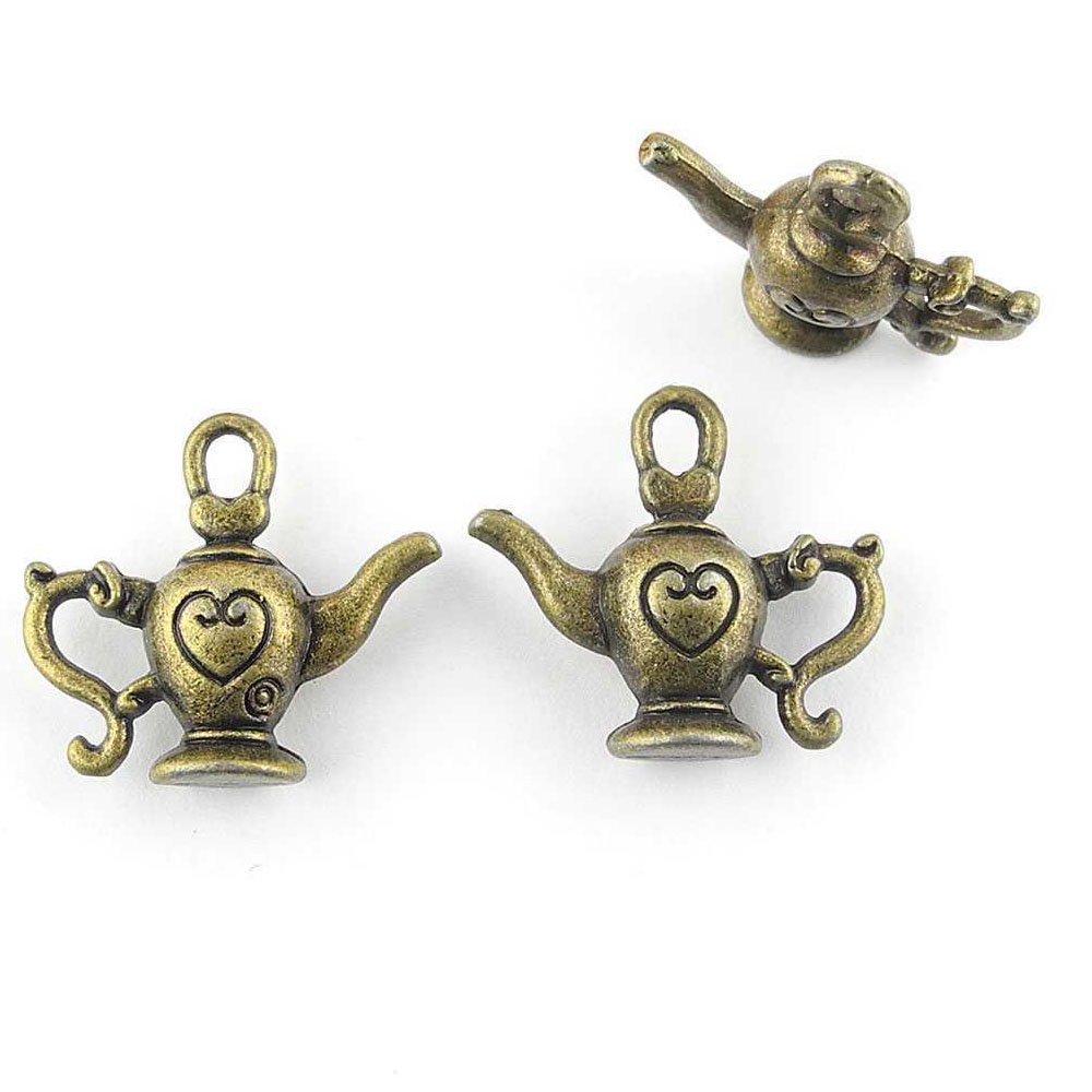 Antique Bronze Teapot Charms for Jewelry Making - DIY Craft Beads & Findings - Perfect for Necklaces, Bracelets, and Scrapbooking Decorations