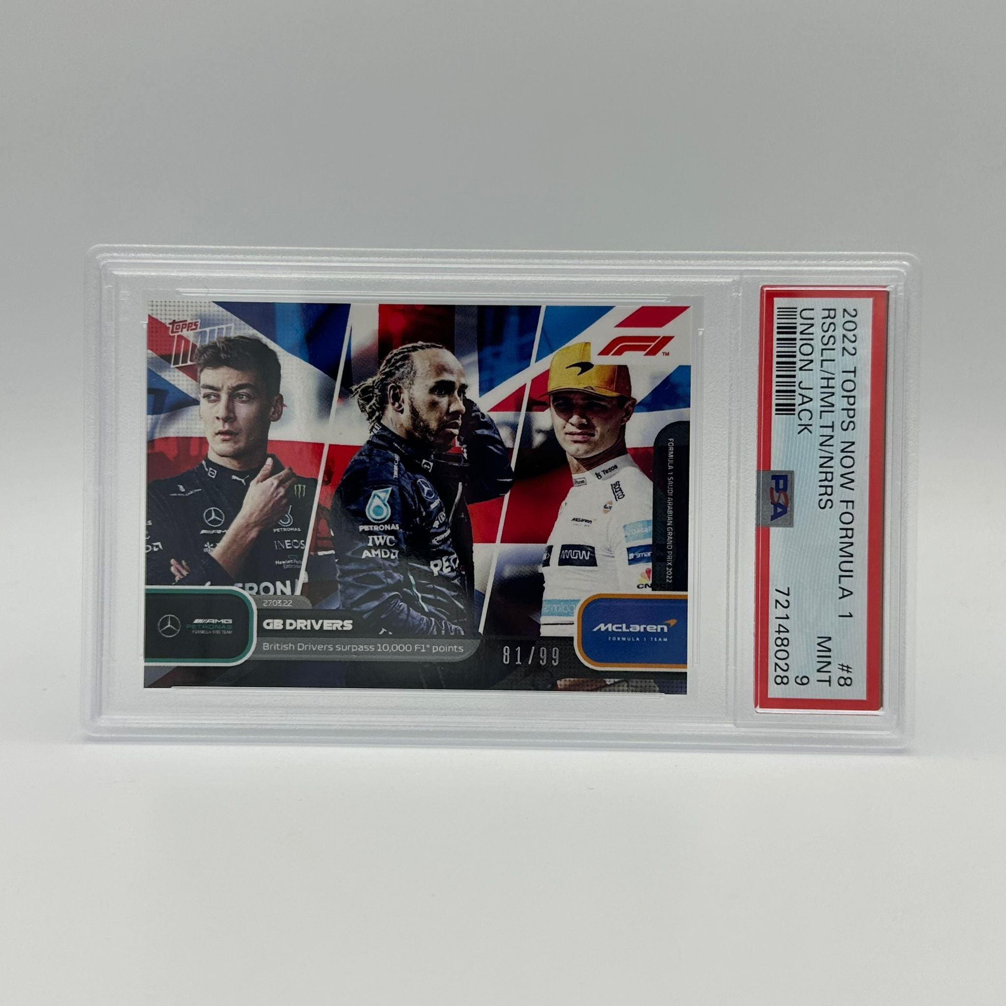 PSA 9 Graded 81/99 Union Jack British Drivers Surpass 10,000 Points #008 - Rare Collectible Card for Sports Memorabilia & Trading Card Enthusiasts