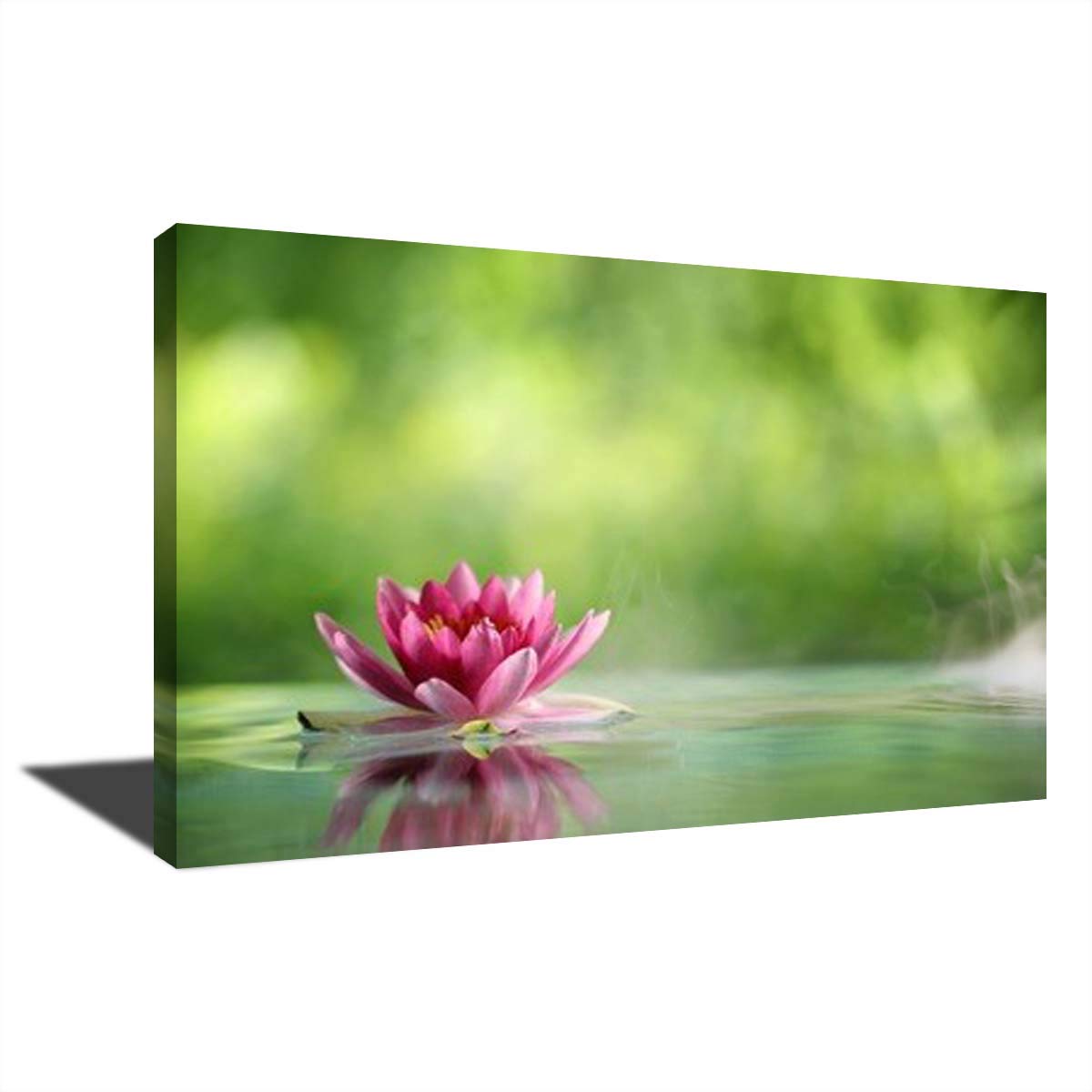 Zen Wall Art - Red Lotus Flower Oil Painting on Canvas Poster & Print, Nordic Style Wall Picture for Living Room & Bedroom Décor (24x36 Inches, Frameless) - Perfect for Meditation Spaces, Yoga Studios & Modern Home Interiors
