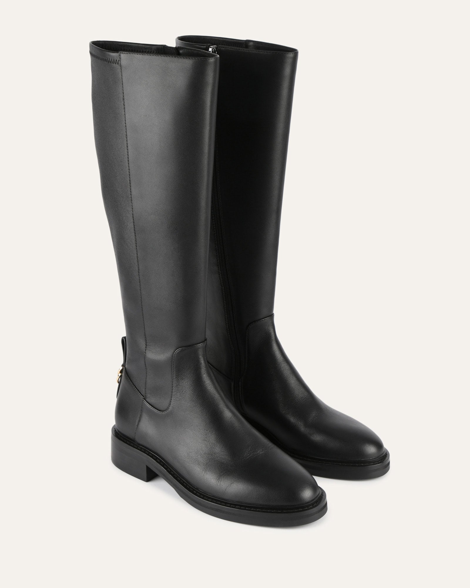 JAIDA Knee High Boots for Women - Black Genuine Leather - Stylish & Comfortable for Fall, Winter & Casual Outfits