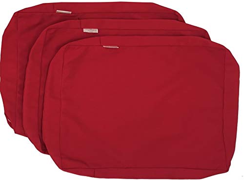 Waterproof Lava Red Outdoor Chair Cushion Covers - 22x14x4 Inches (Set of 3) - All-Weather Patio Furniture Seat & Back Pillow Protectors for Deck, Poolside, and Garden Use