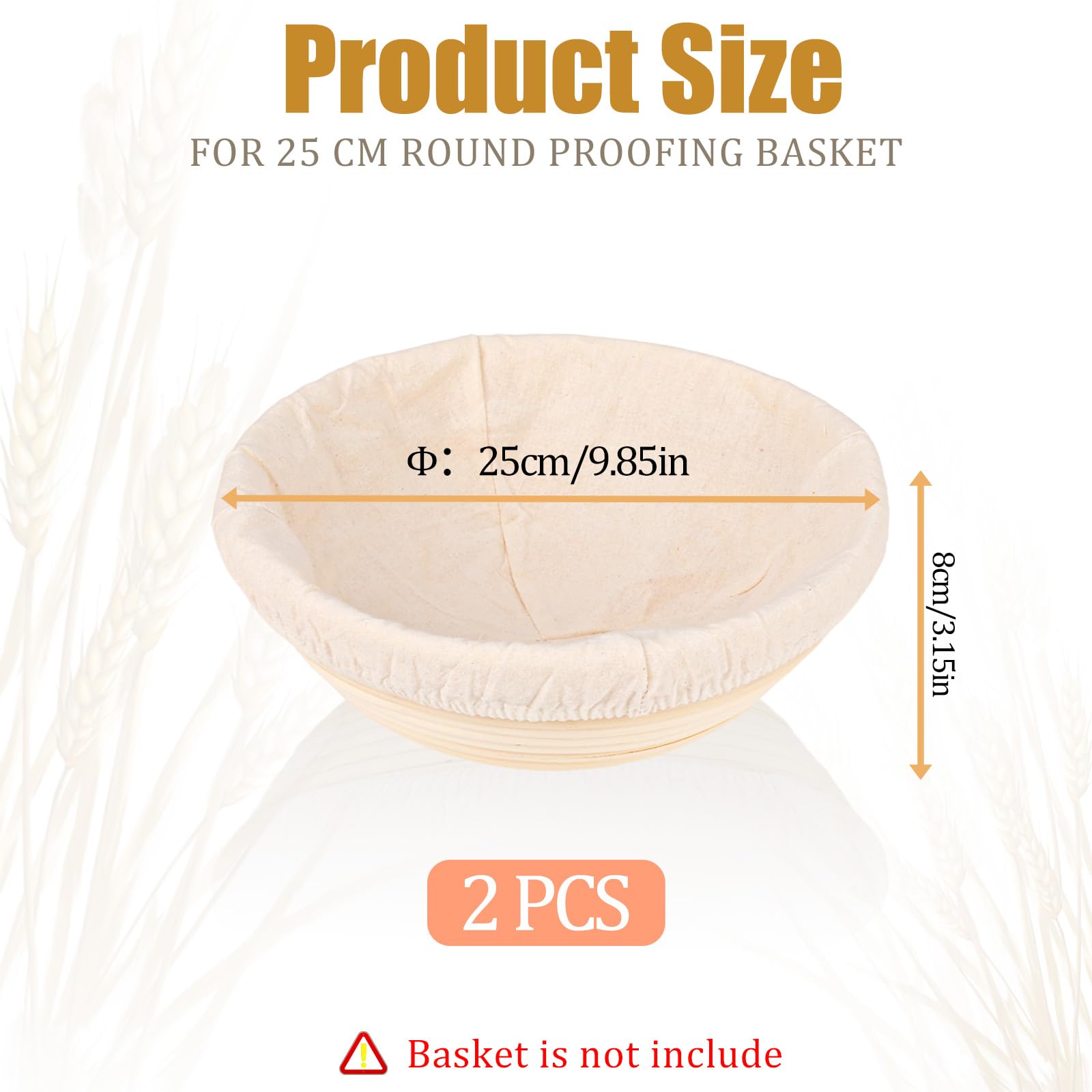 2-Piece Natural Rattan Banneton Bread Proofing Basket Set with Cloth Liner - 10 Inch Dough Rising Basket for Sourdough, Artisan Bread Baking - Perfect for Home Bakers & Professional Bakeries
