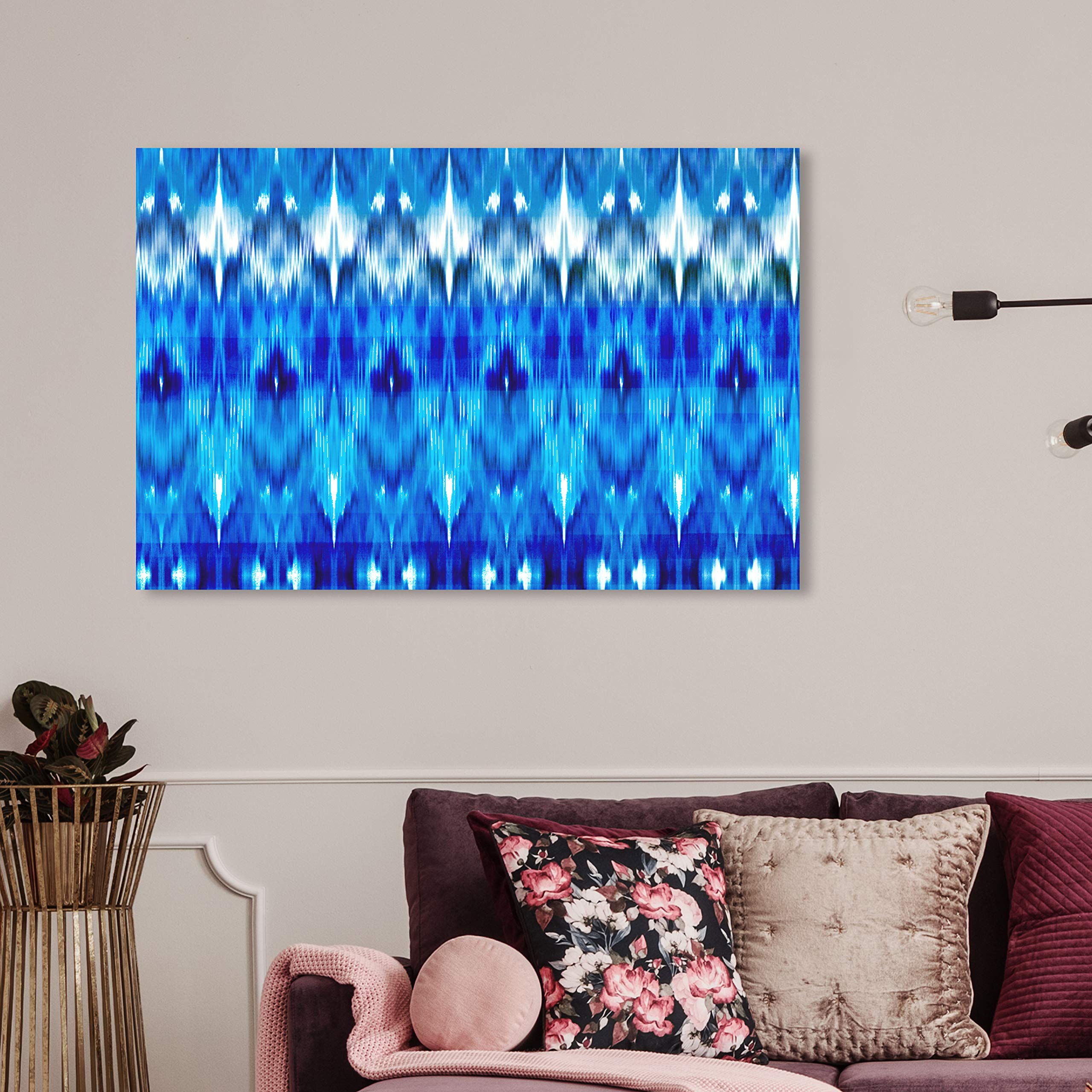 Abstract Wall Art Canvas Print - Blue & White Modern Home Decor - 36x24 Inches - Premium Gallery Wrapped Painting for Living Room, Bedroom & Office