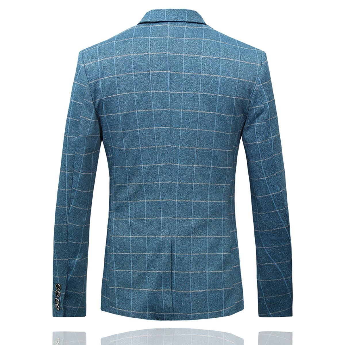 Cloudstyle Men's 3-Piece Plaid Suit Set - Modern Fit Jacket, Tuxedo Blazer, Vest & Pants - Perfect for Weddings, Business Meetings & Formal Events