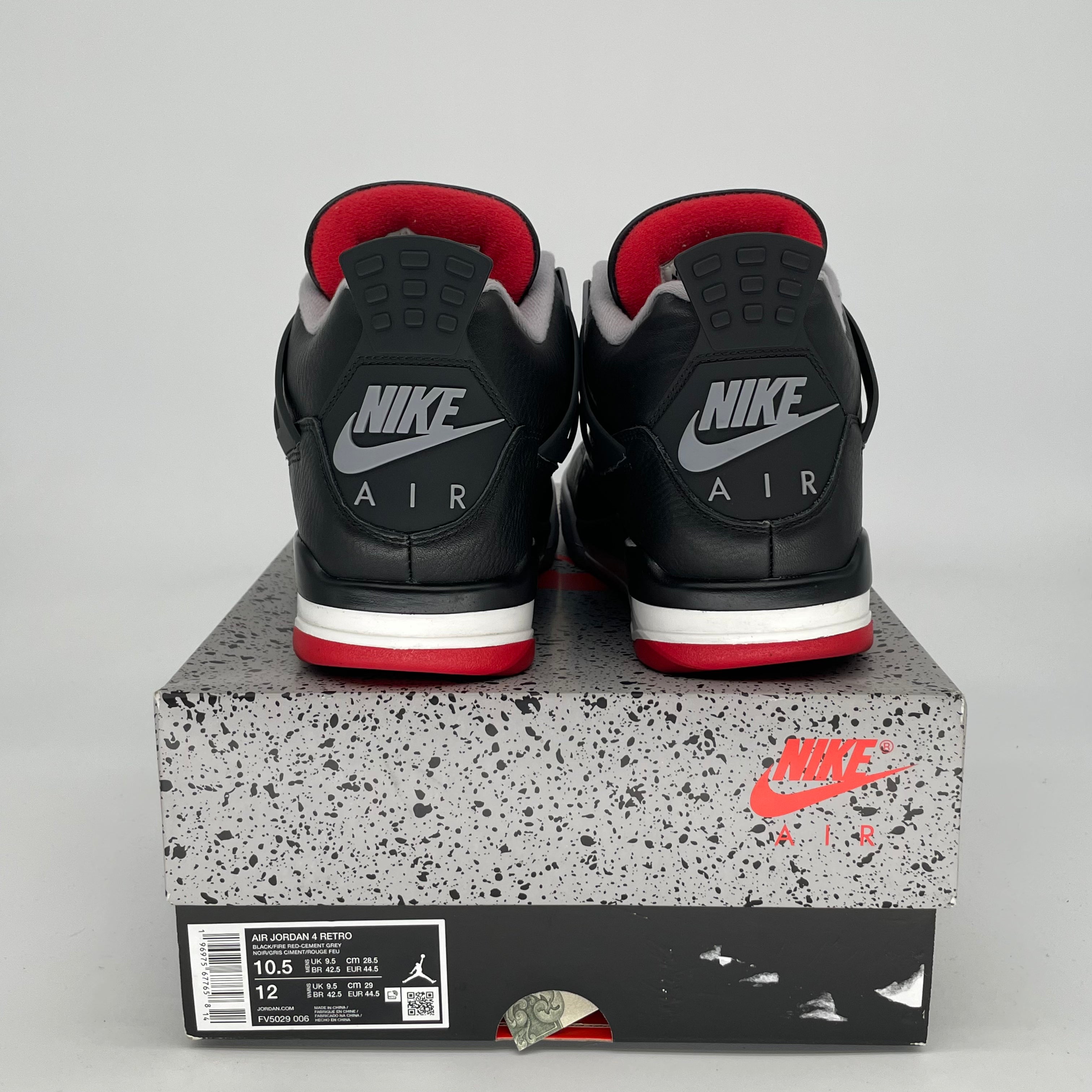 Original Air Jordan 4 Bred Reimagined - Men's Size 10.5 / Women's Size 12W - Style Code FV5029-006 | Retro Basketball Sneakers for Streetwear & Casual Outfits