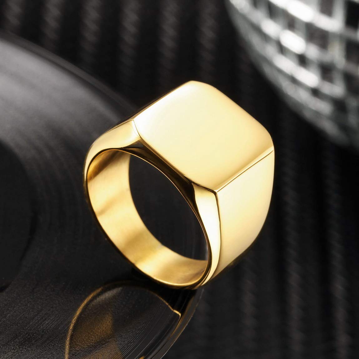 Custom Engraved Initial Monogram Signet Ring for Men & Women - Stainless Steel Personalized Jewelry with Ring Size Adjusters - Perfect for Gifts, Anniversaries & Everyday Wear