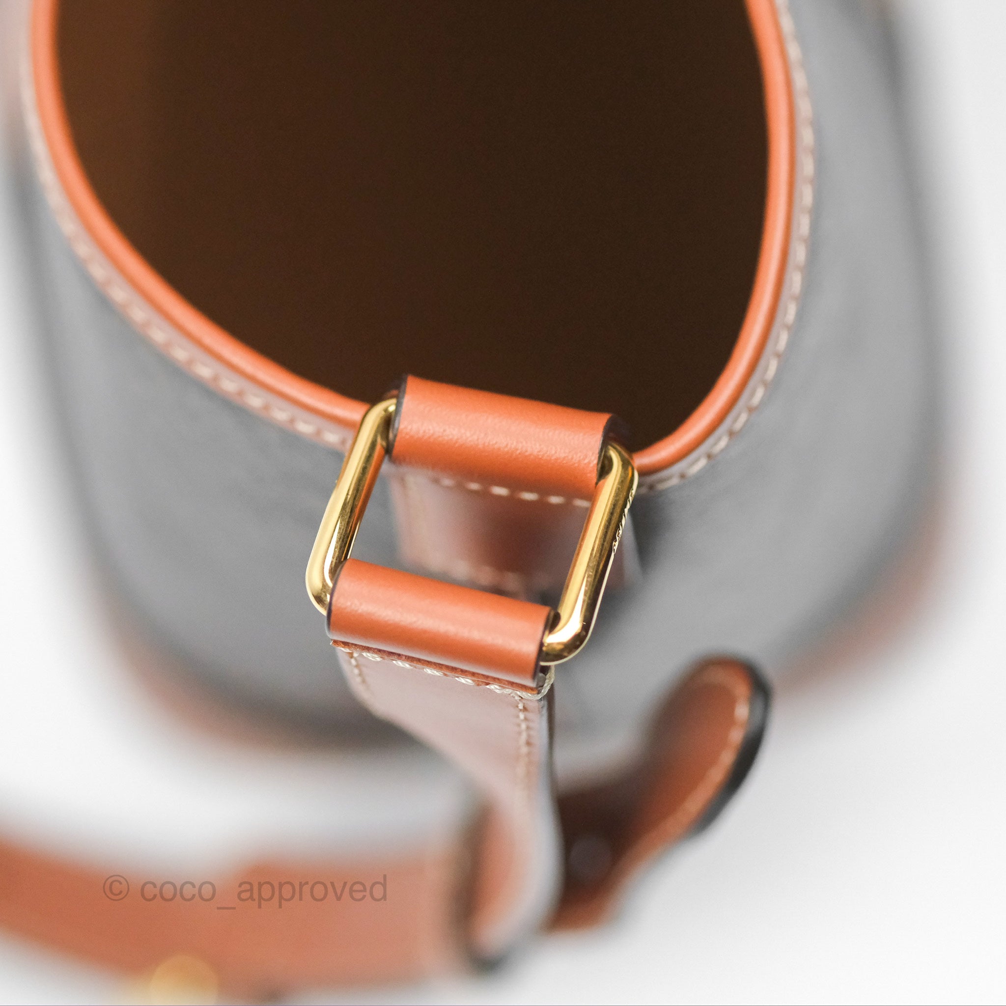 Celine Small Bucket Bag in Triomphe Canvas & Tan Calfskin Leather - Perfect for Everyday Use, Work & Travel
